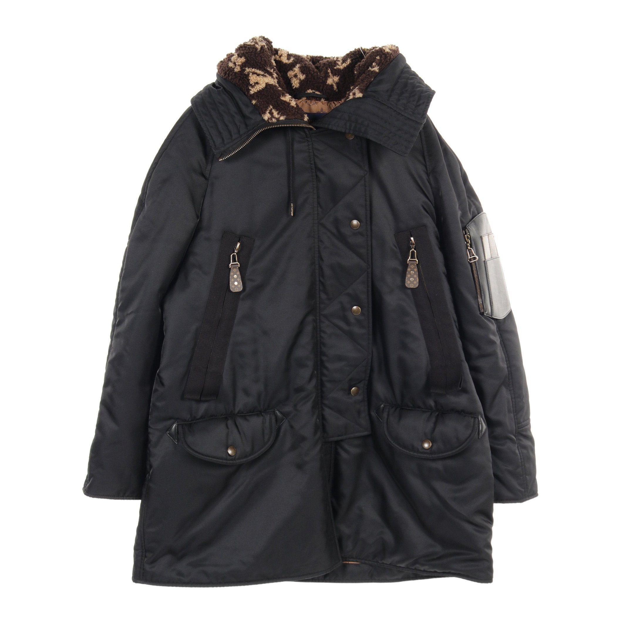 image of Louis Vuitton Aviator Parka Coat Nylon Black Batting, Women's