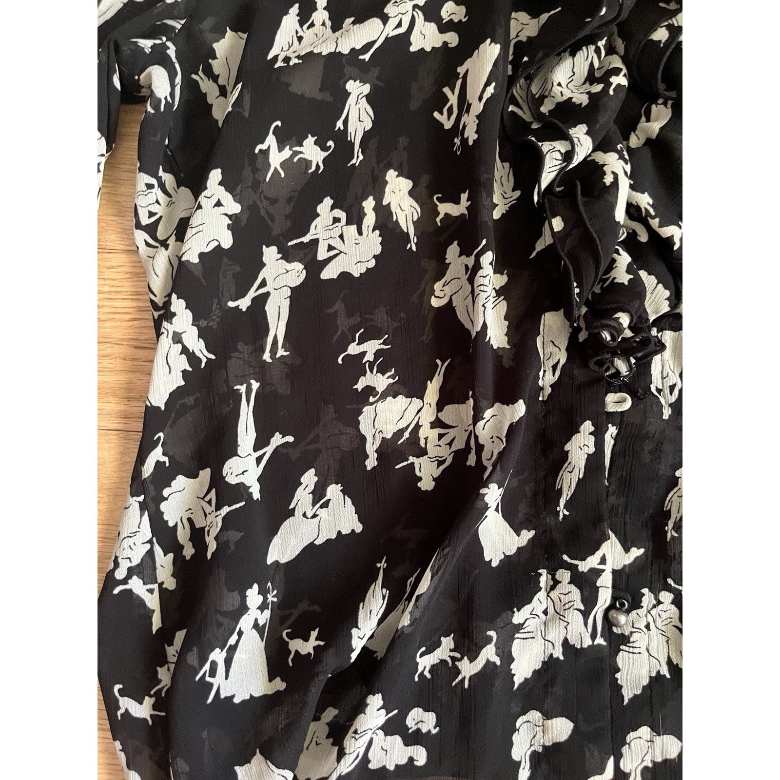 Anthropologie HD in Paris Anthropologie Black White Chiffon Blouse Size 8 Size M / US 6-8 / IT 42-44 - 4 Thumbnail