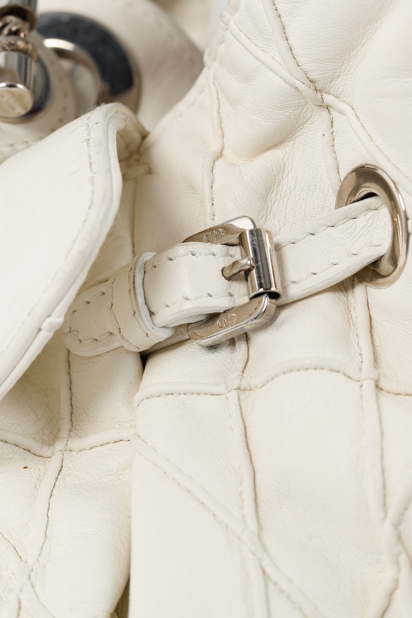 Dior Christian Dior Le Trente White Cannage Leather Ruffle Tote Size ONE SIZE - 10 Thumbnail
