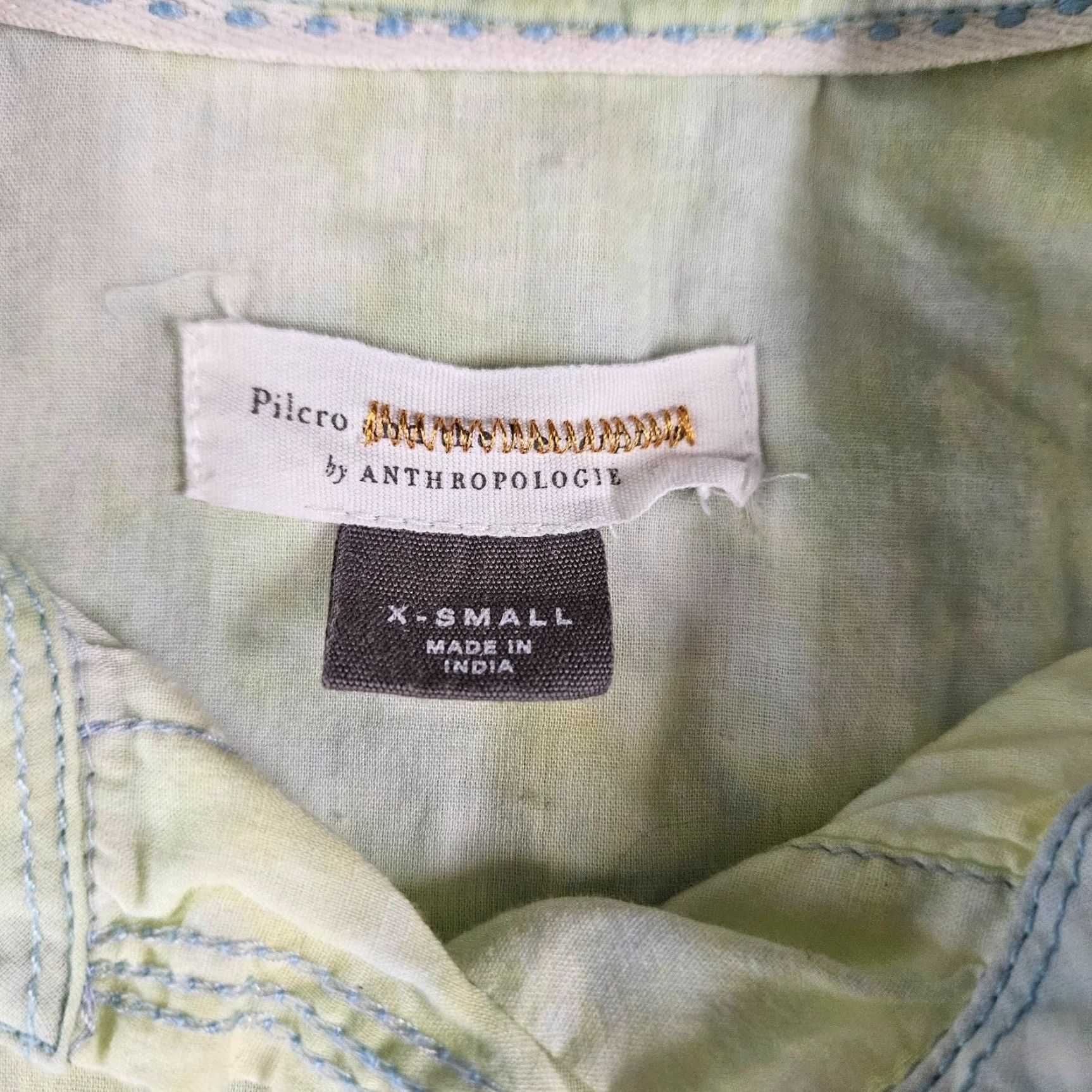 Vintage VINTAGE Pilcro by Anthropologie Womens Cate Classic Button Down Top XS Yellow Size XS / US 0-2 / IT 36-38 - 6 Thumbnail