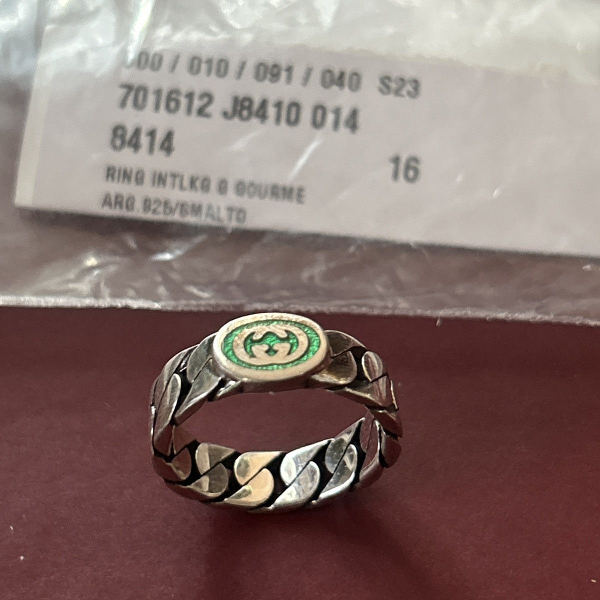 Gucci Gucci Sterling Silver Interlocking Curb Chain Ring Ag 925 Size ONE SIZE - 2 Thumbnail