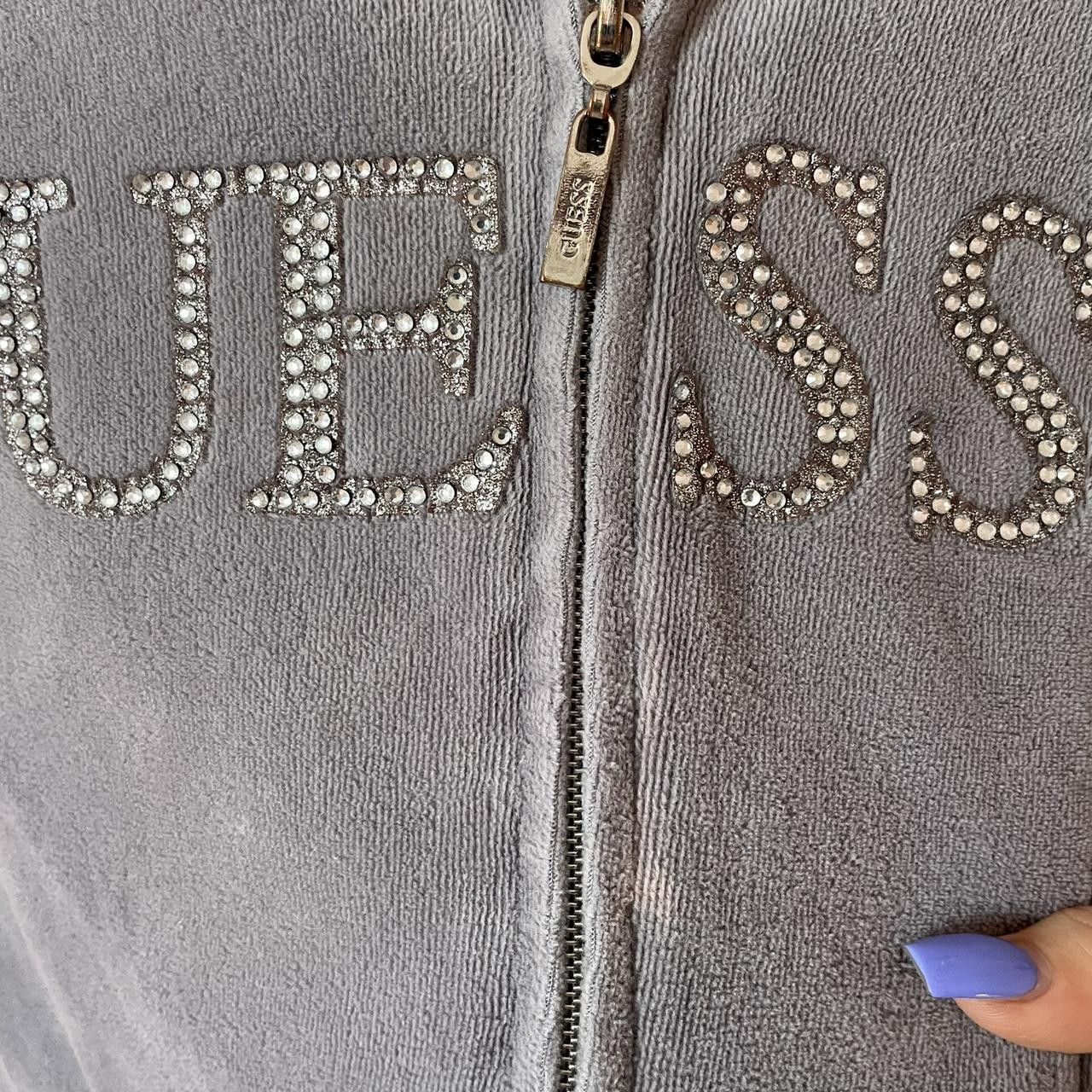 Guess Grey Guess Velvet Bling Hoodie Size L / US 10 / IT 46 - 3 Thumbnail