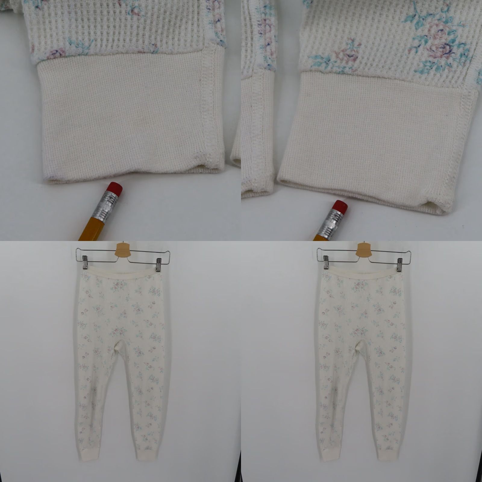Valentino VTG Valentines Women Medium White Waffle Pants Pajamas PJs Pastel Floral Flowers Size 32" / US 10 / IT 46 - 8 Thumbnail