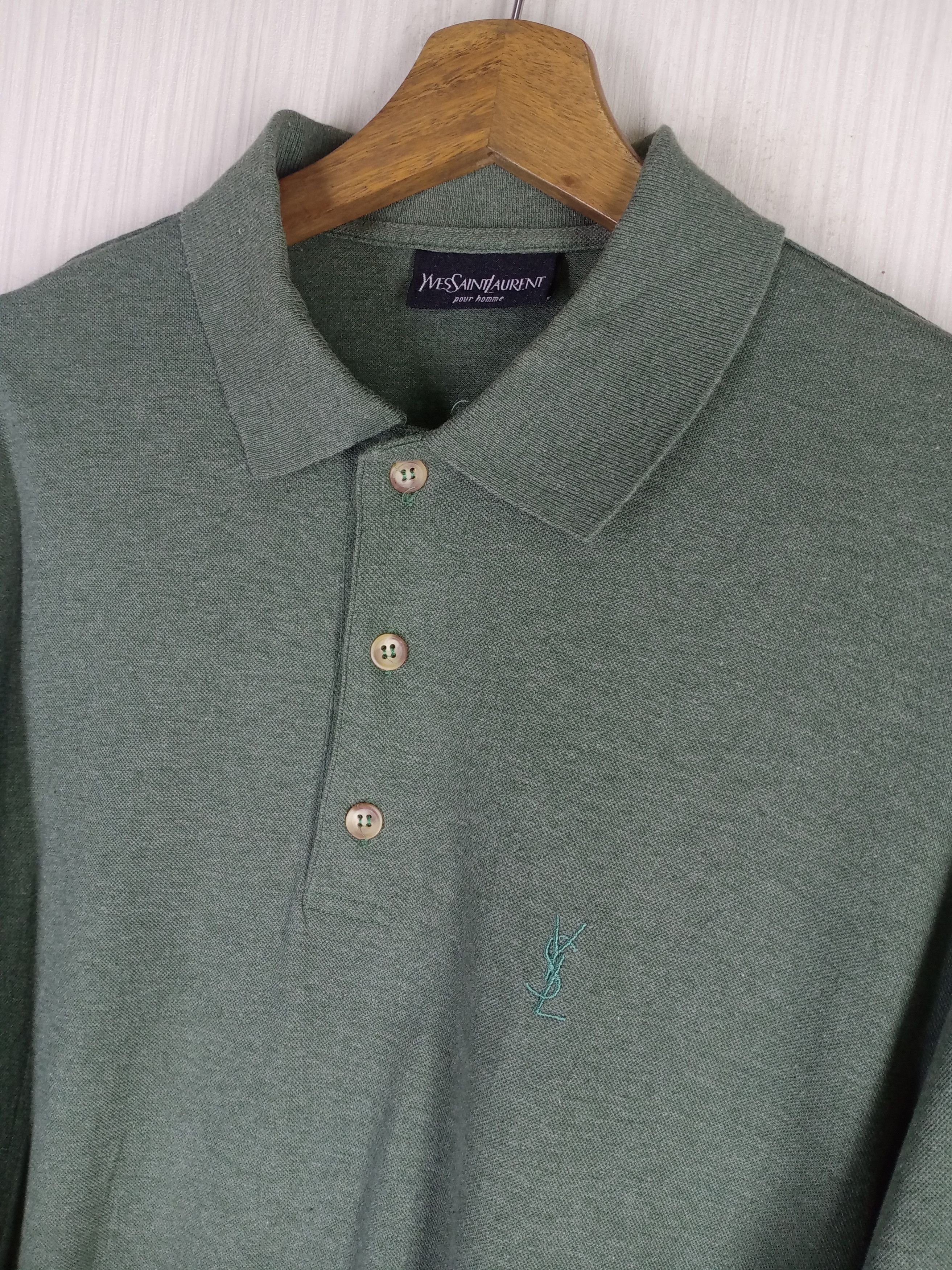 Yves Saint Laurent Vintage Yves Saint Laurent Pour Homme Long Sleeve Polo Shirt Size US M / EU 48-50 / 2 - 1 Thumbnail