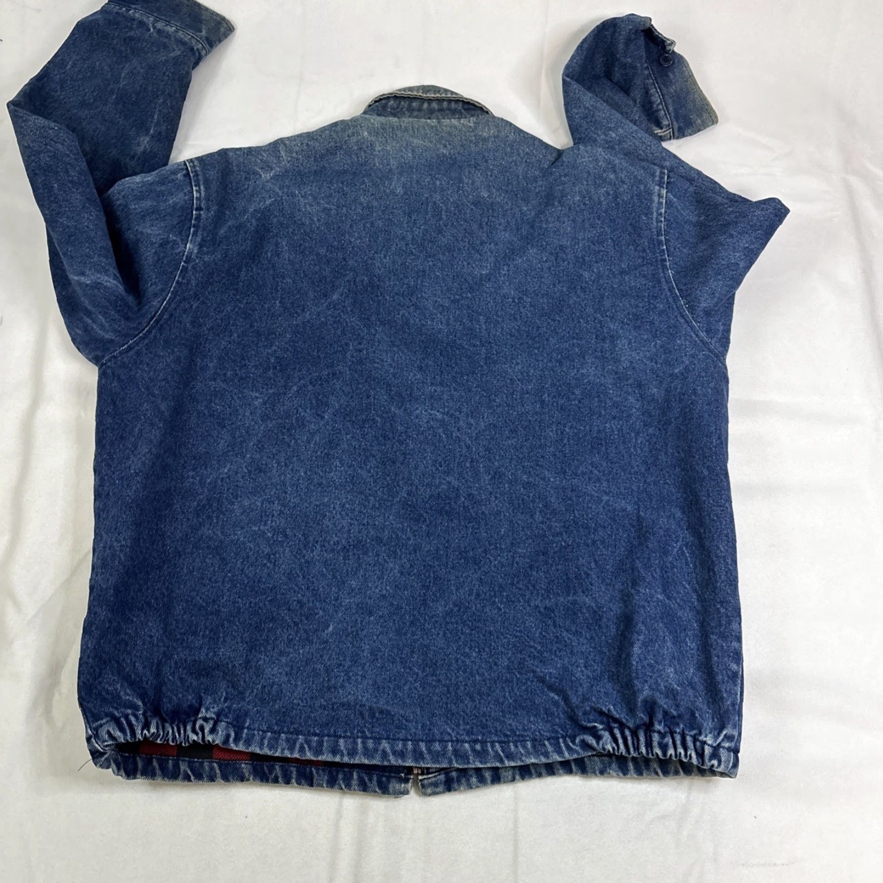 Vintage VINTAGE Sportsmaster Denim Jacket Plaid Lined Made In USA Men’s Large Kendall Motor Oil Jacket Blue Denim Cotton USA Men Jeans Coat Jacket Size US L / EU 52-54 / 3 - 6 Thumbnail