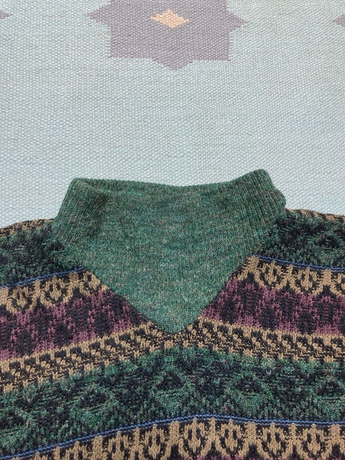 Vintage VTG acrylic knit sweater aztec abstract zeppelin L tall Size US L / EU 52-54 / 3 - 3 Thumbnail