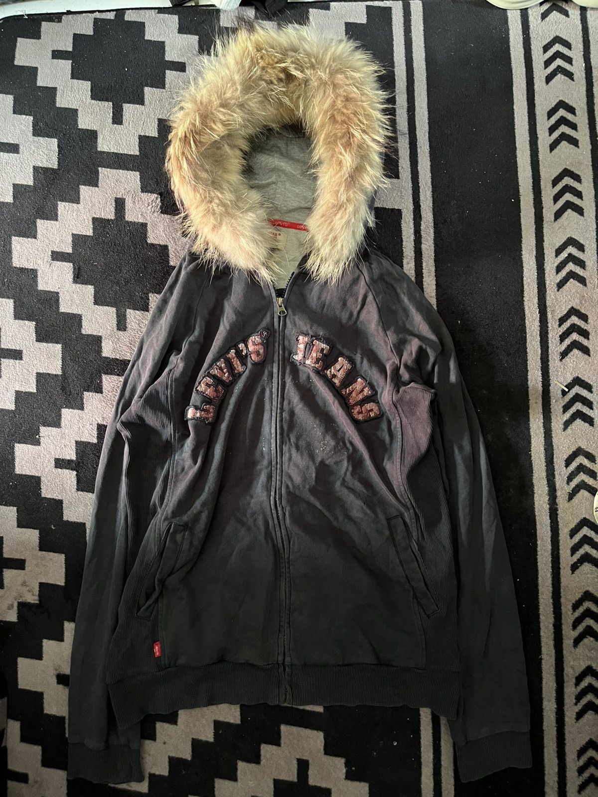 Le Grande Bleu (L.G.B.) Vintage Levis faux fur hoodie Size US L / EU 52-54 / 3 - 1 Thumbnail