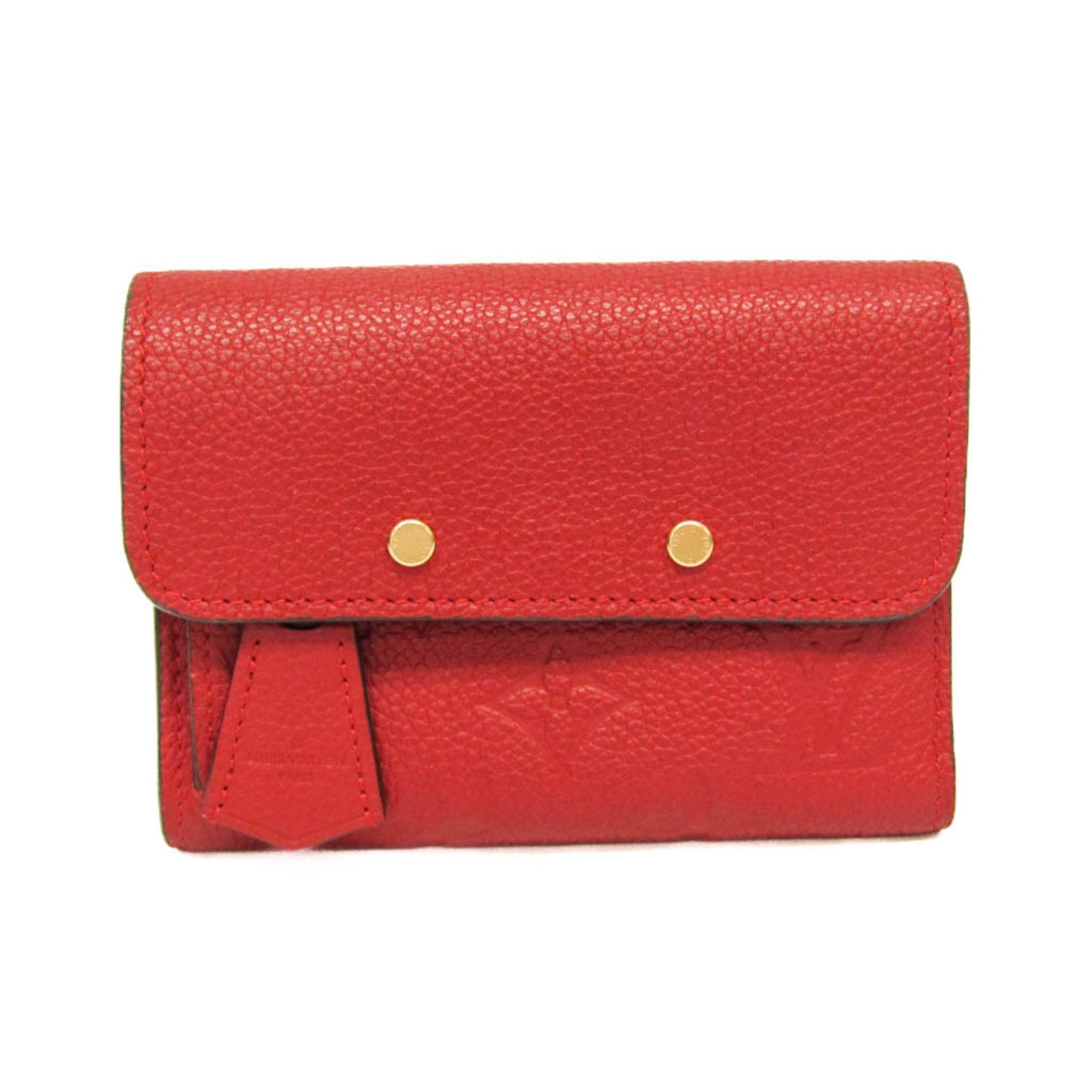Louis Vuitton Louis Vuitton Monogram Empreinte Pont Neuf Compact Wallet M62185 Women's Monogram Empreinte Wallet (tri-fold) Cerise,Red Color Size ONE SIZE - 1 Thumbnail