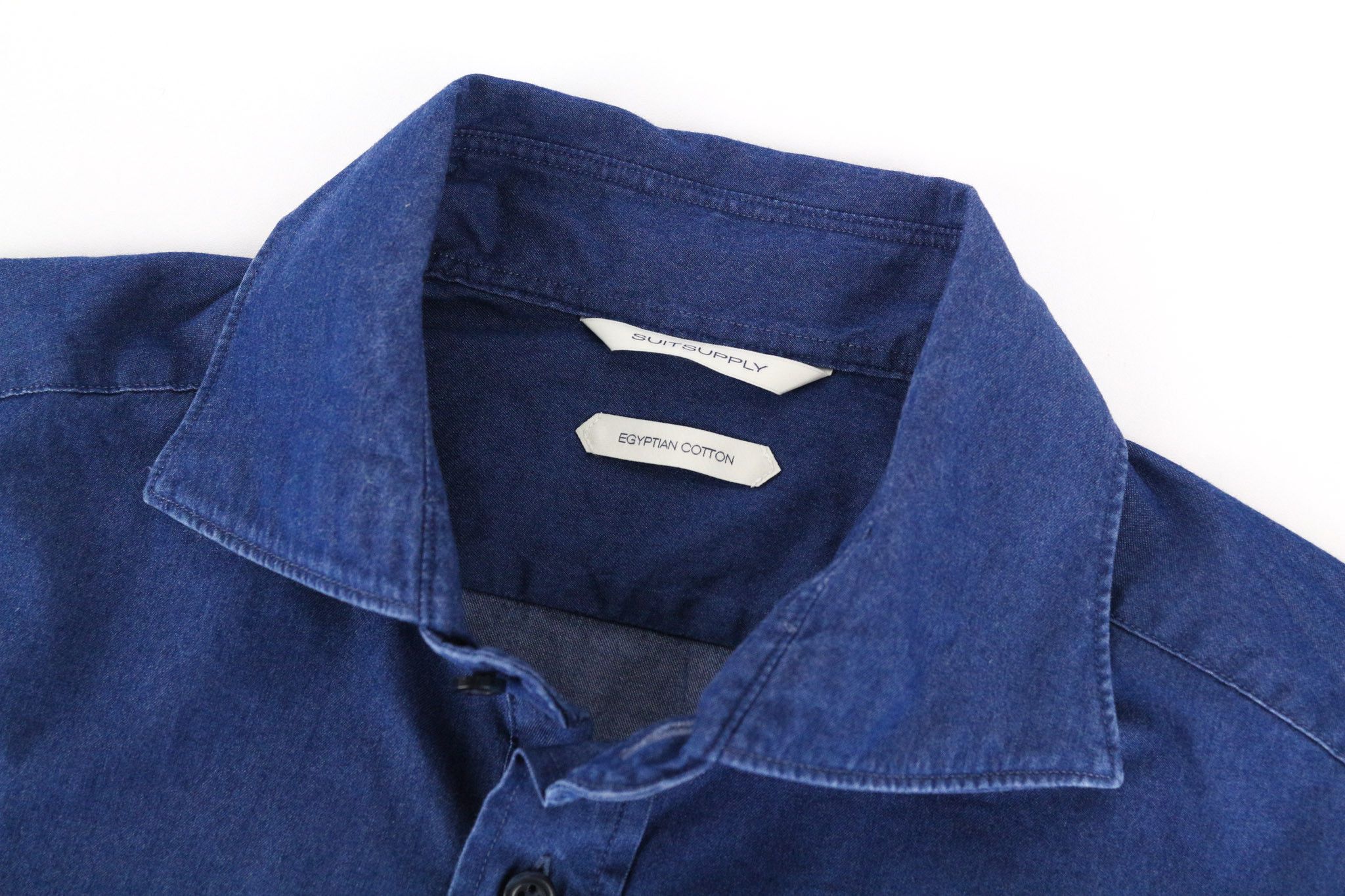 Suitsupply ~S Blue Cotton Polo Denim Look Shirt 72845 Size US S / EU 44-46 / 1 - 3 Thumbnail