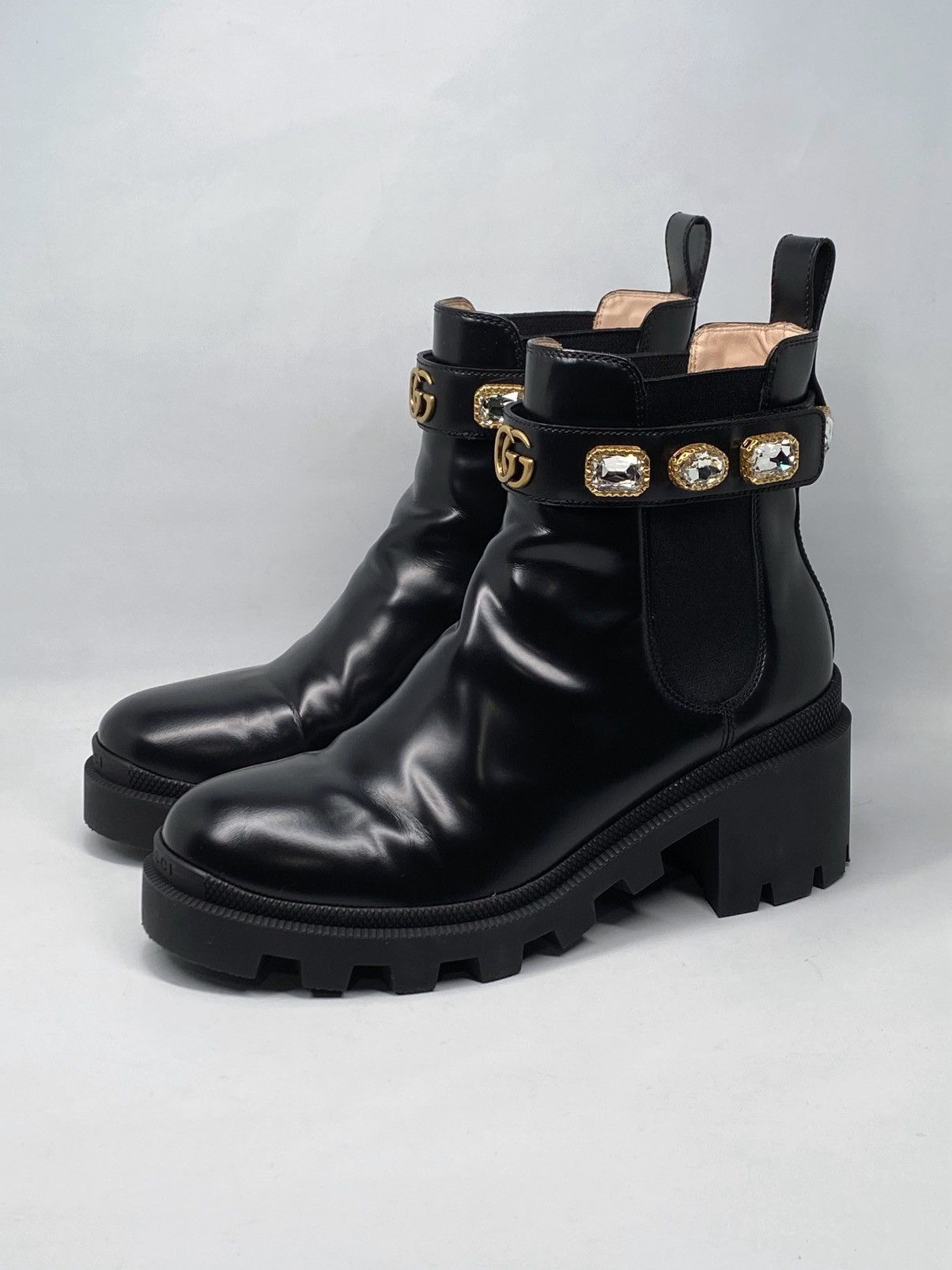 Gucci Gucci Trip Embellished Block Heel Chelsea Boots size 37.5 Size US 7.5 / IT 37.5 - 7 Thumbnail