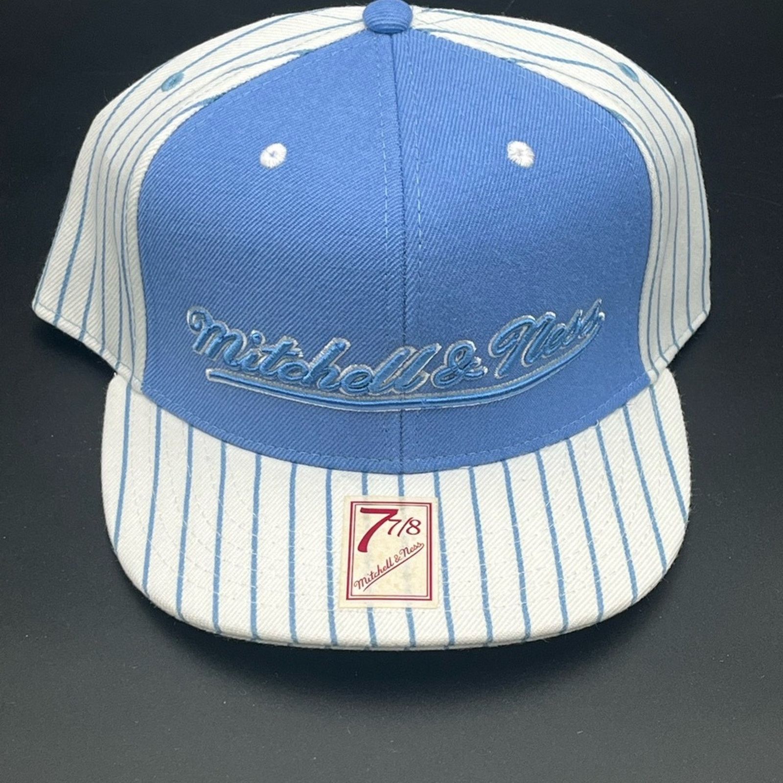 Mitchell & Ness Mitchell & Ness Carolina Blue and White Striped Hat 7 7/8 Size ONE SIZE - 1 Thumbnail