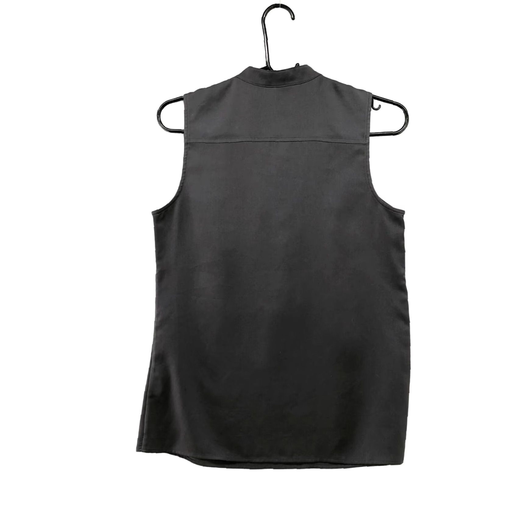J.Crew J. Crew Sleeveless Blouse Womens 0 Black Satin Ruffle Front Button High Neck Formal Workwear Vintage No (if vintage) Size XS / US 0-2 / IT 36-38 - 2 Thumbnail