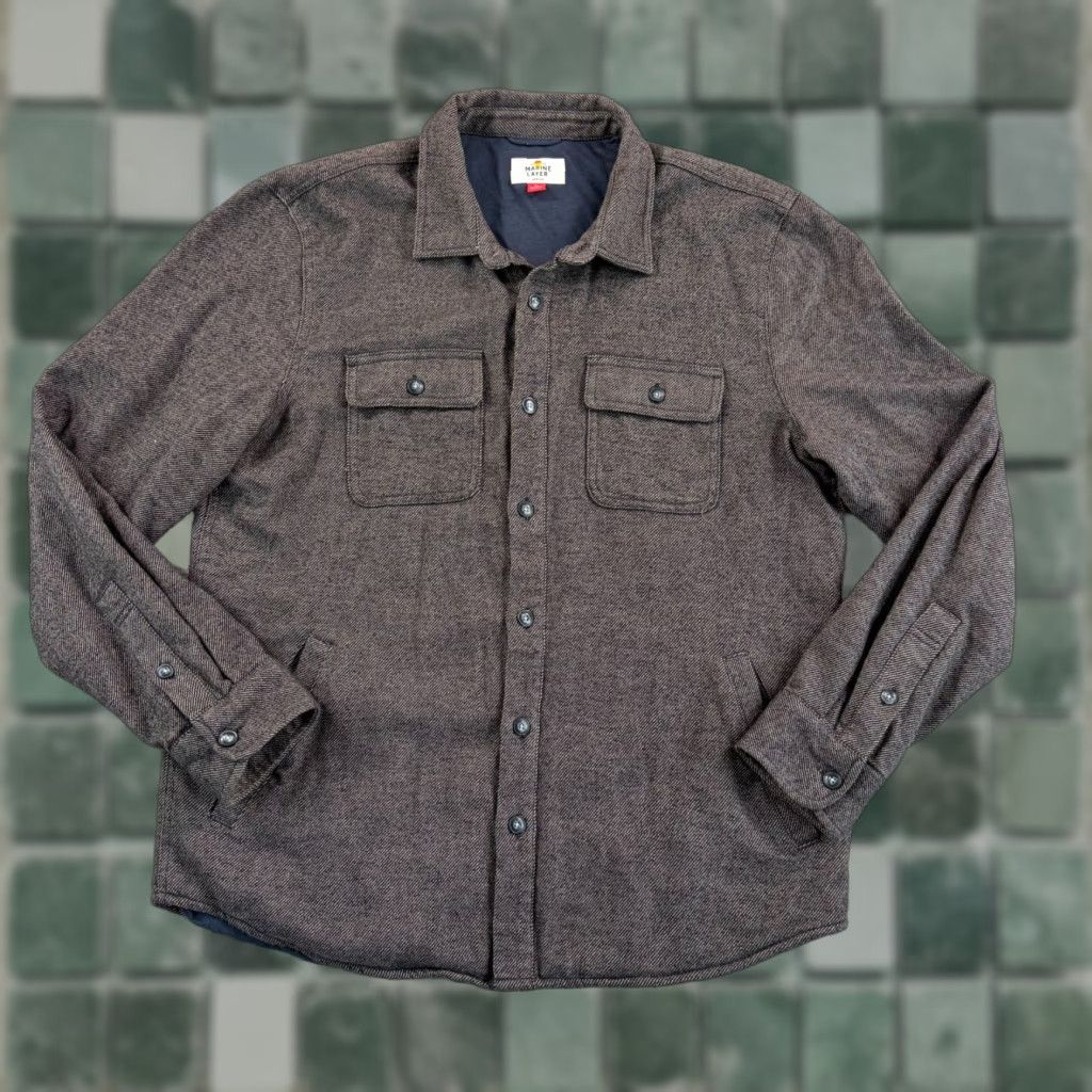 Marine Layer Marine Layer Signature Lined Camping Shirt Medium Brown Mens Long Sleeve Button-Up Collared Flannel Size US M / EU 48-50 / 2 - 1 Thumbnail