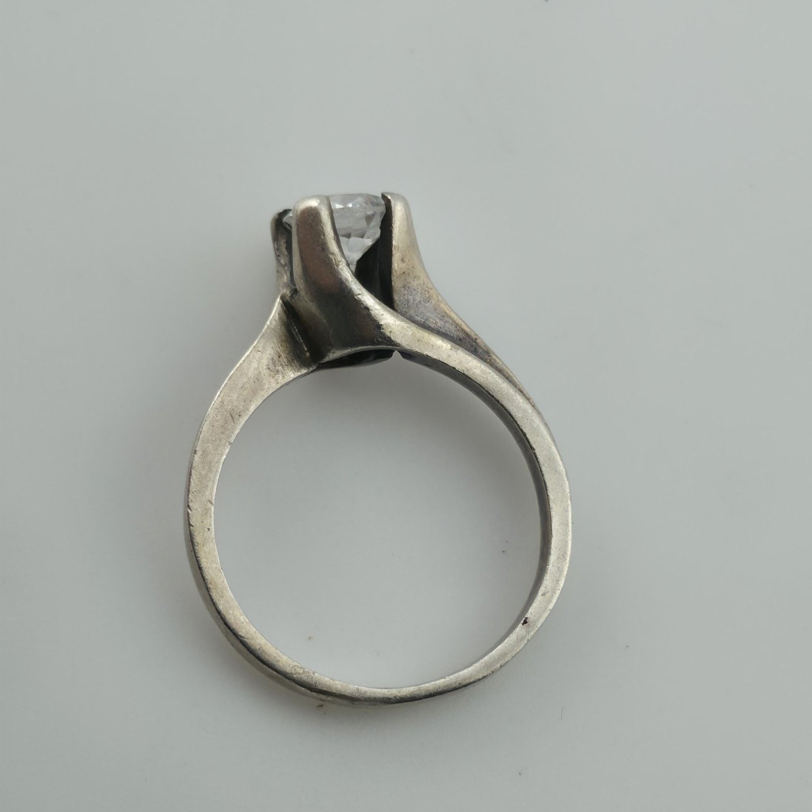 Other Sterling Silver Solitaire Ring CZ Stone Modernist 6.5 VTG Size ONE SIZE - 9 Thumbnail