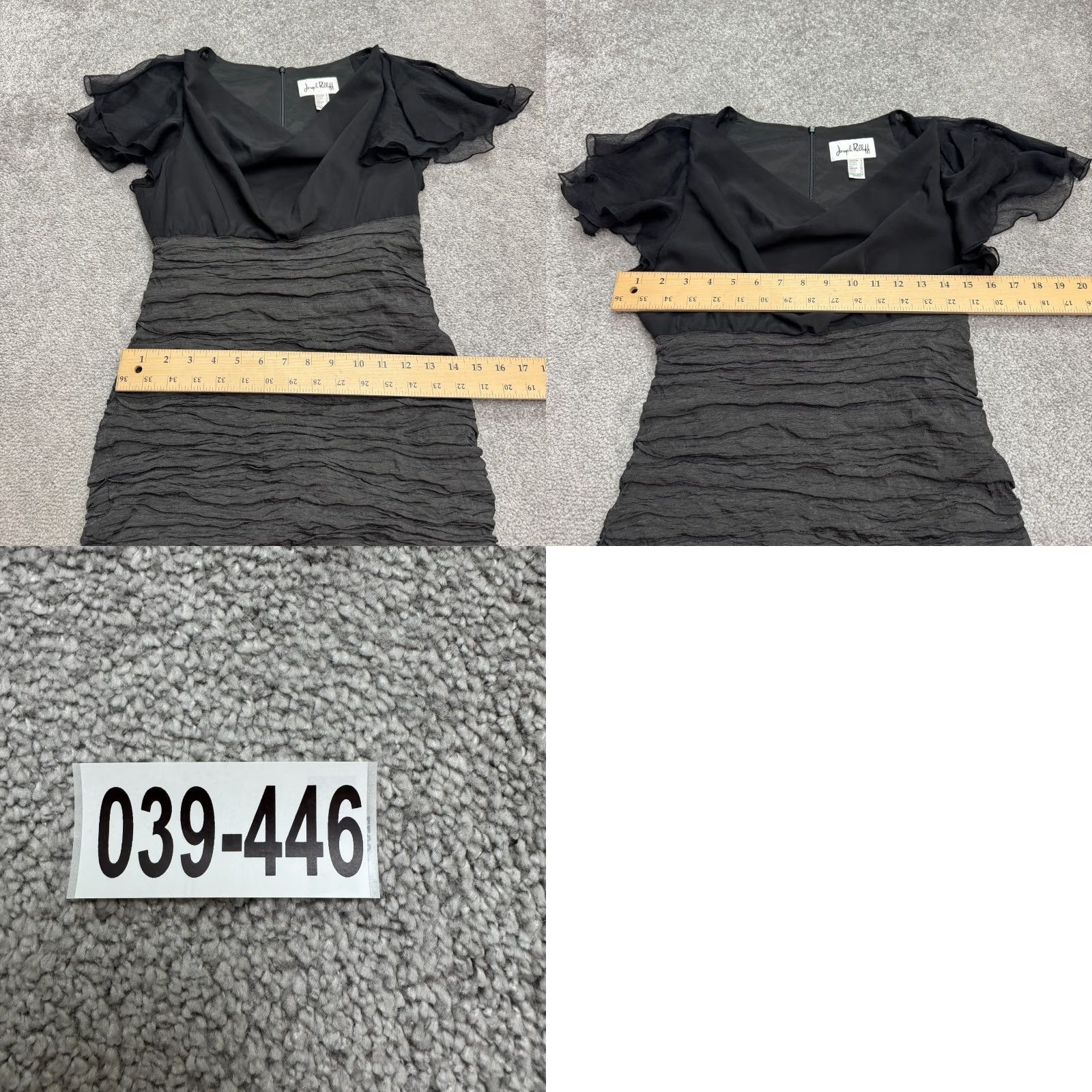 Joseph Ribkoff Joseph Ribkoff Mini Dress Womens 6 Black Ruched Flutter Sleeve Cowl Neck Party/Cocktail Dress Short Sleeve Solid Polyester Designer Classic Size M / US 6-8 / IT 42-44 - 8 Thumbnail