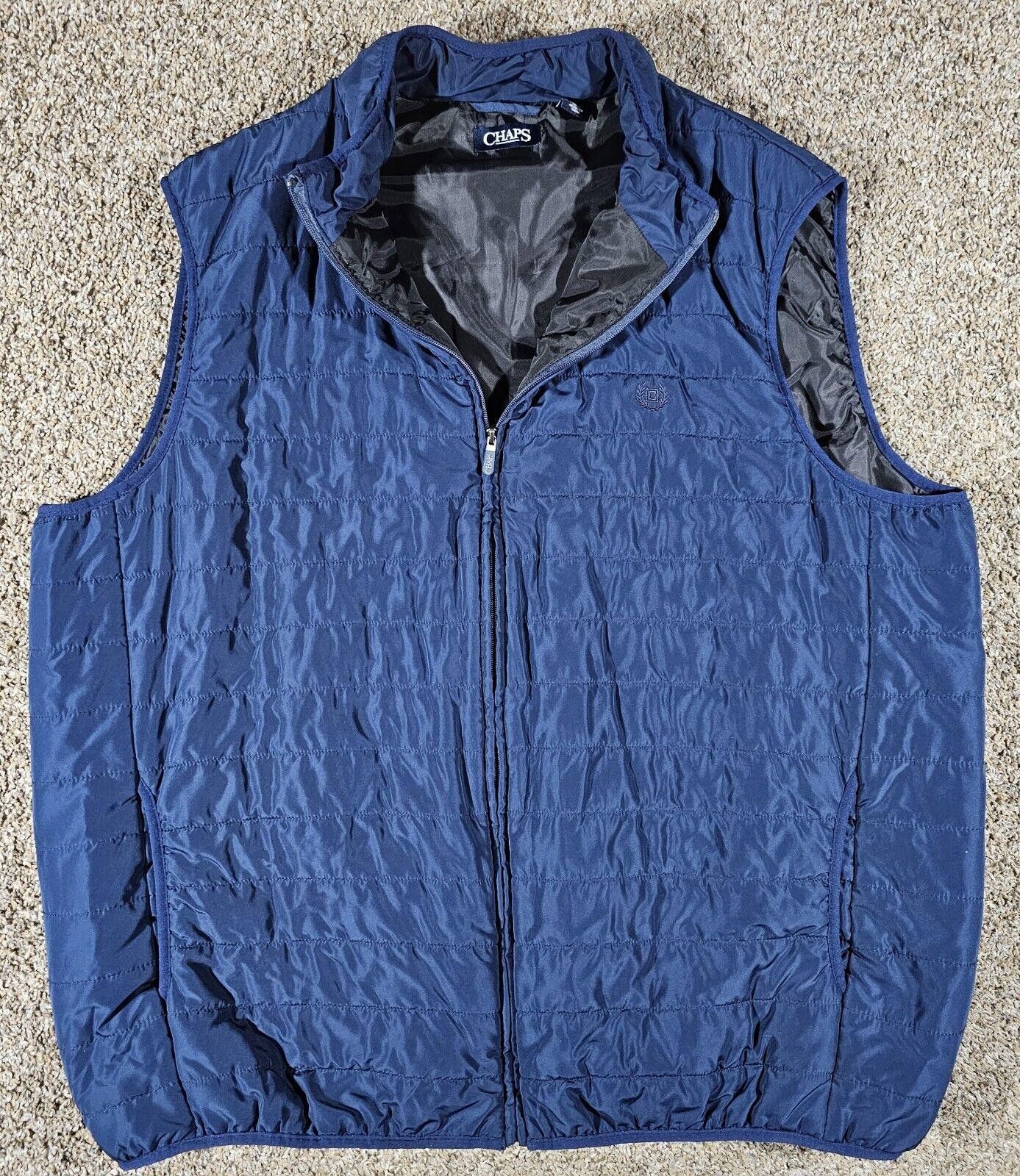 Chaps Chap's Men 3XLT Tall Blue Puffer Full Zip Vest Logo Golf Size ONE SIZE - 1 Thumbnail