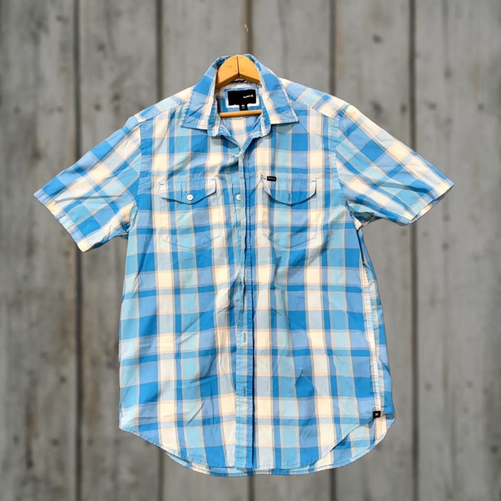 Hurley Hurley Dress Shirt Men Medium Plaid Button Up Casual Distressed Blue/White Size US M / EU 48-50 / 2 - 1 Thumbnail