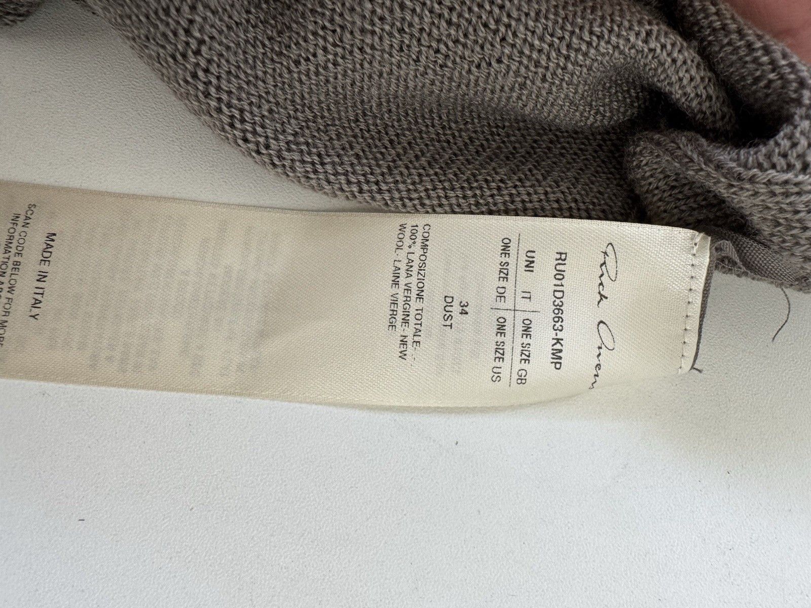 Rick Owens Rick Owens Tommy Oversize Wool Mens One Size Lido Gray Size US M / EU 48-50 / 2 - 6 Thumbnail