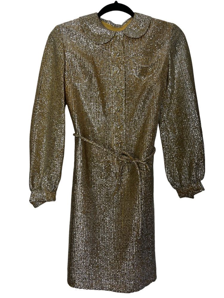 Vintage Vintage 1960's 2pcs. Parc Jr. Silver Metallic Cocktail Dress Size S / US 4 / IT 40 - 1 Thumbnail