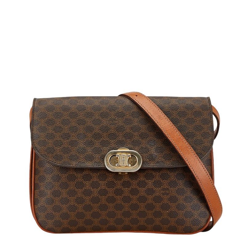 Celine Celine Macadam Brown Pvc Leather Shoulder Bag Canvas Crossbody Bag, Women's