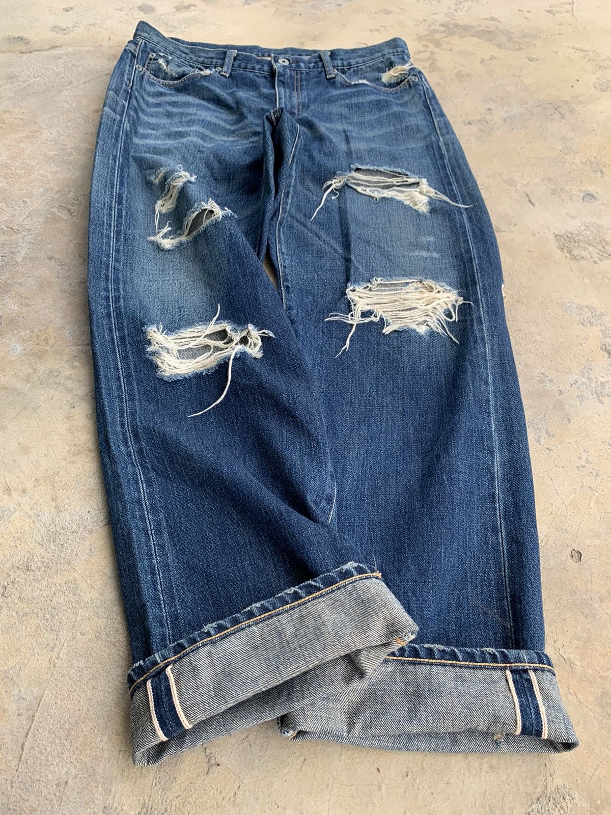 If Six Was Nine × Jean × WHIZ LIMITED Whiz Limited Japan Ripped Selvedge Distressed Denim Size US 35 - 8 Thumbnail