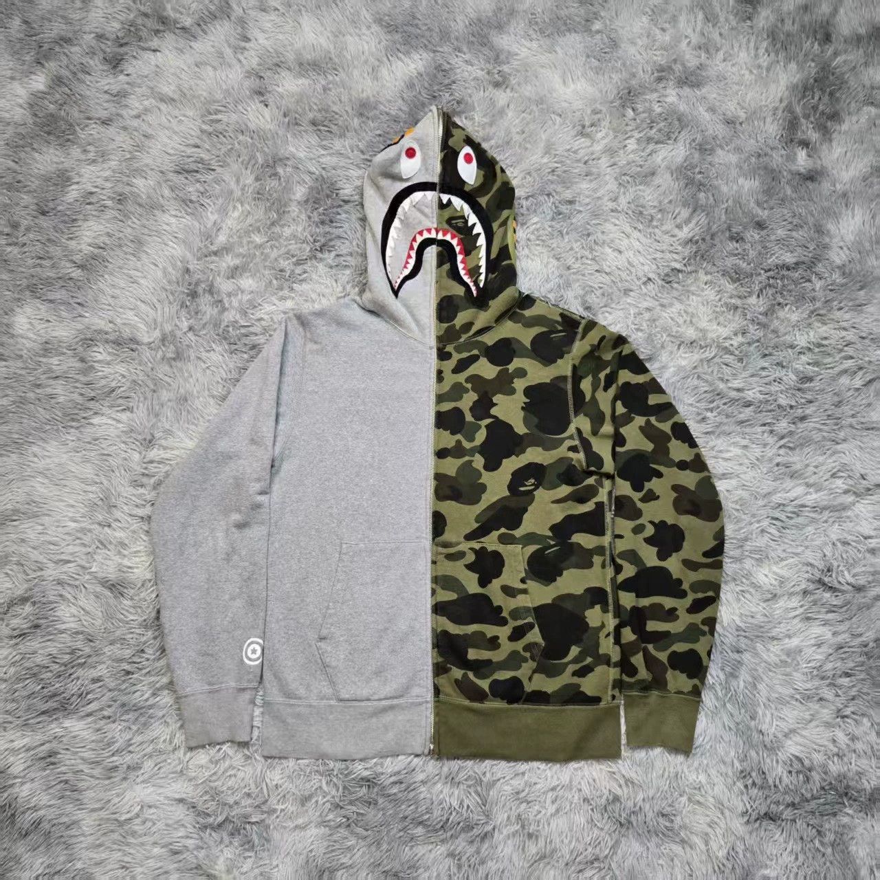Bape bape gray green camo shark zip hoodie Size US L / EU 52-54 / 3 - 1 Thumbnail