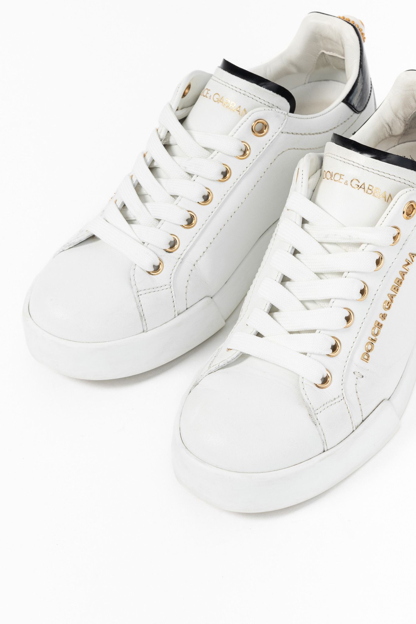 Dolce & Gabbana Dolce & Gabbana Portofino Leather Pearl-Embellished Sneakers Size US 5.5 / IT 35.5 - 5 Thumbnail