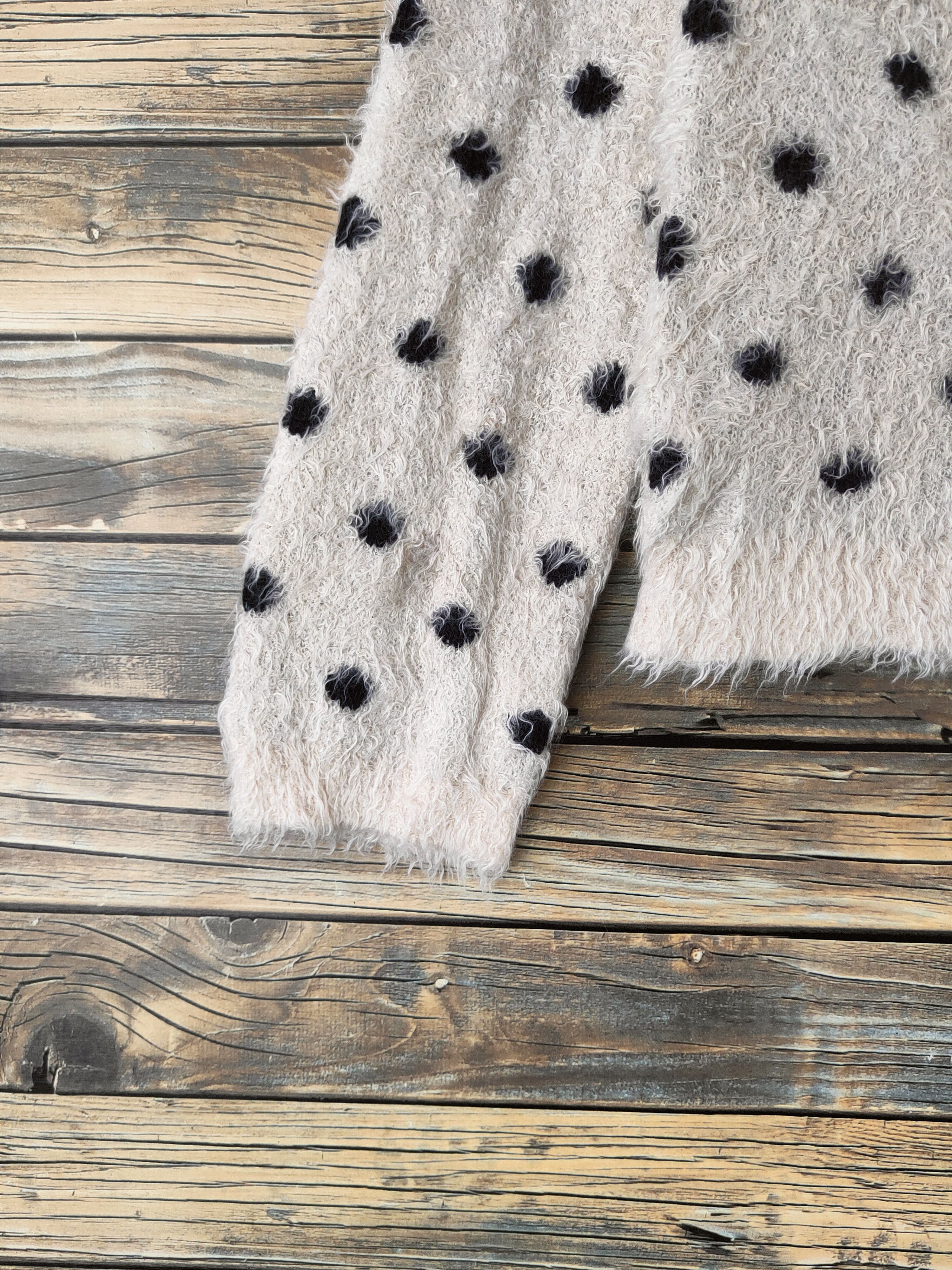 Japanese Brand DL Rose Bud Beige Polkadot Fur Mohair Knitwear #46-1001 Size S / US 4 / IT 40 - 4 Thumbnail