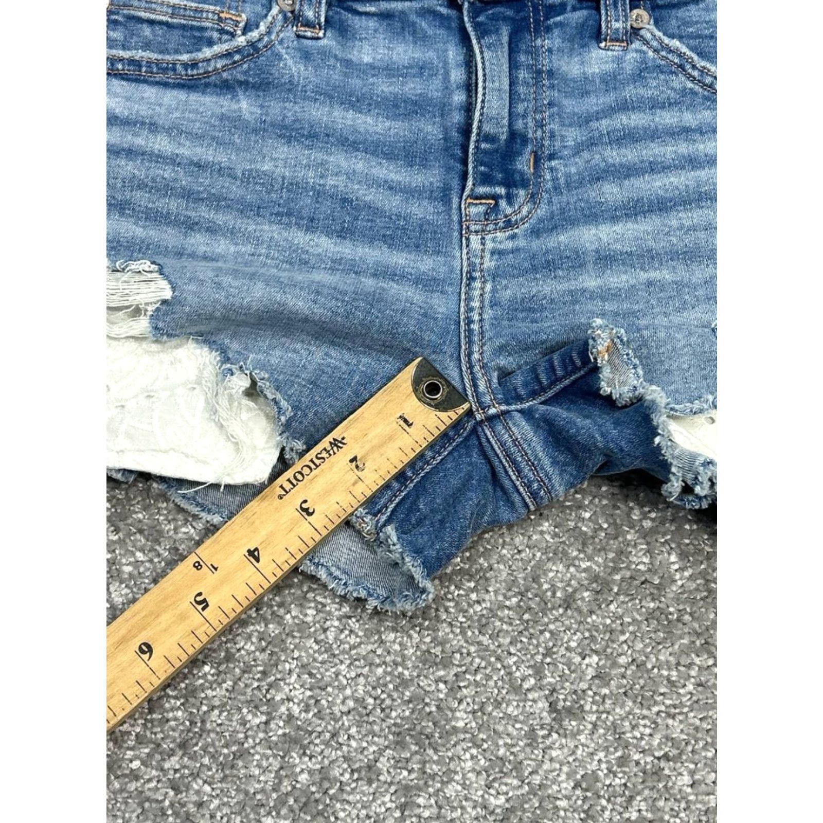 American Eagle Outfitters American Eagle Outfitters Curvy High Rise Shorts Womens 0 Blue Distressed New Size 25" / US 0 / IT 36 - 2 Thumbnail