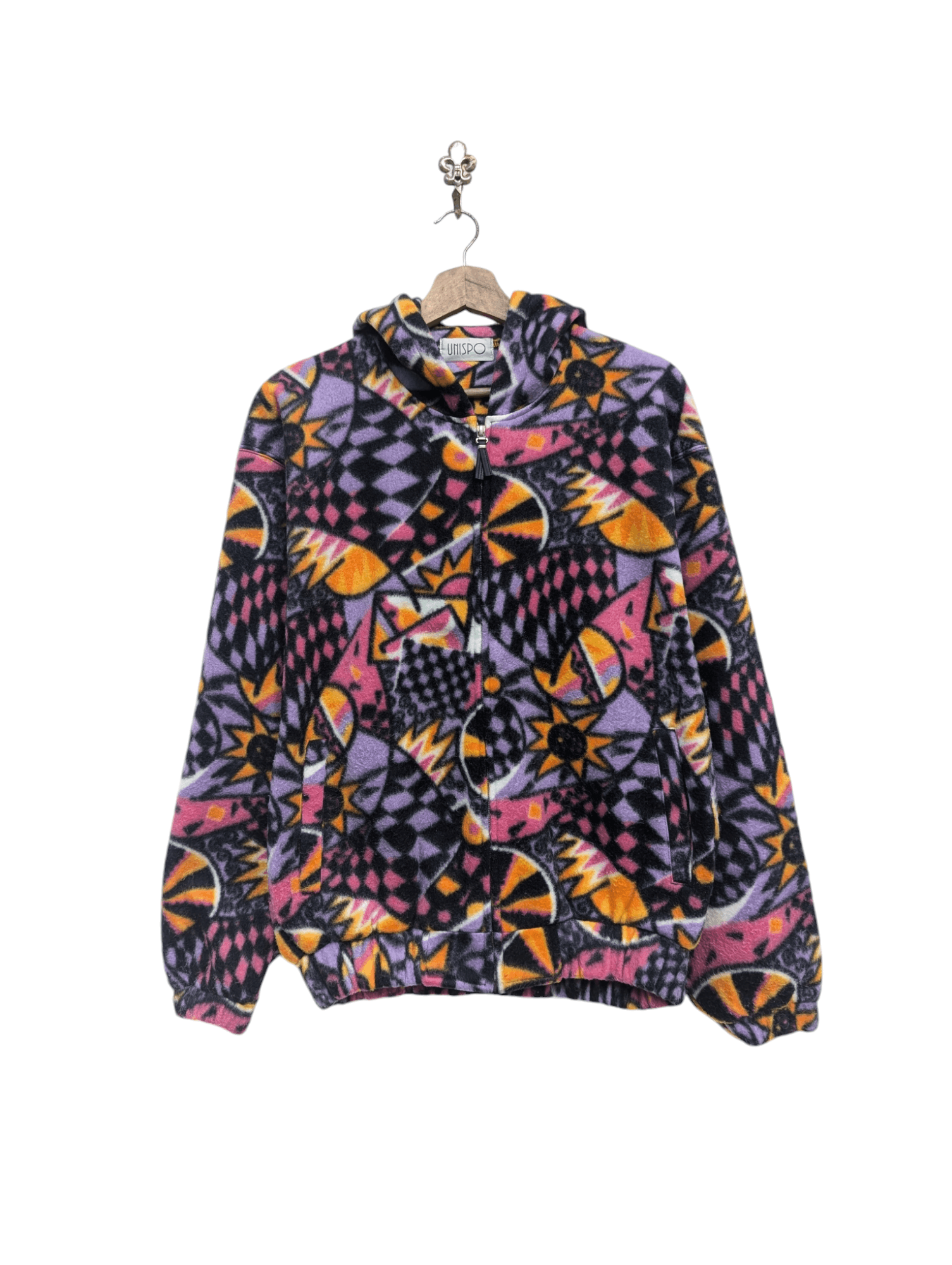 Japanese Brand UNISPO COLOURFULL HOODIE BOMBER JACKET Size US XL / EU 56 / 4 - 1 Thumbnail