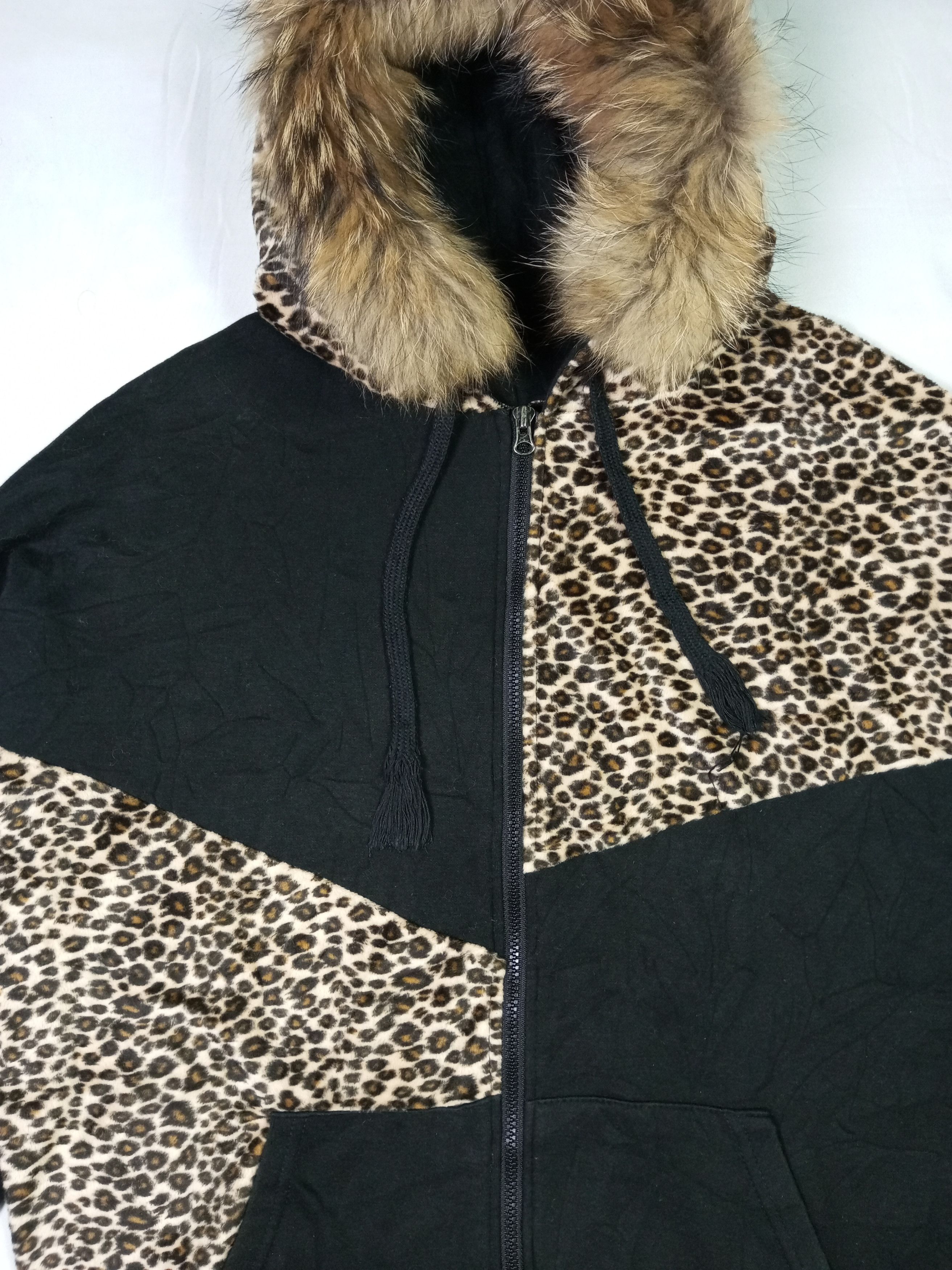 Japanese Brand "NO TAG"Japanese Leopard Zip Fur Hoodie Ifsixwasnine Style Size US L / EU 52-54 / 3 - 9 Thumbnail