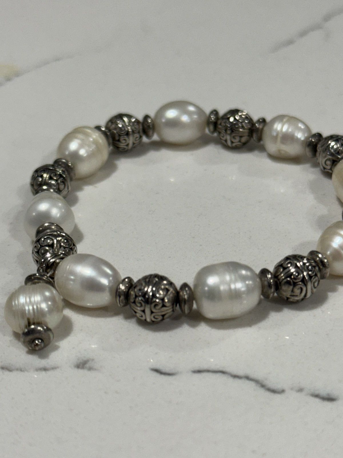 Jewelry Sterling Silver & Natural Freshwater Pearl Bracelet Baroque Size ONE SIZE - 8 Thumbnail