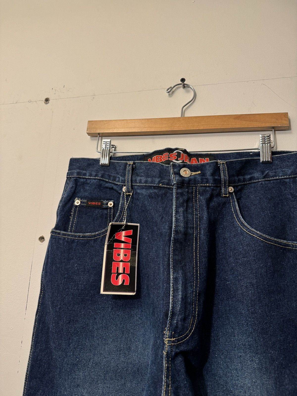 Vintage Y2K Faded Dark Blue Baggy Wide Leg Denim Skater Jeans Size US 34 / EU 50 - 5 Thumbnail