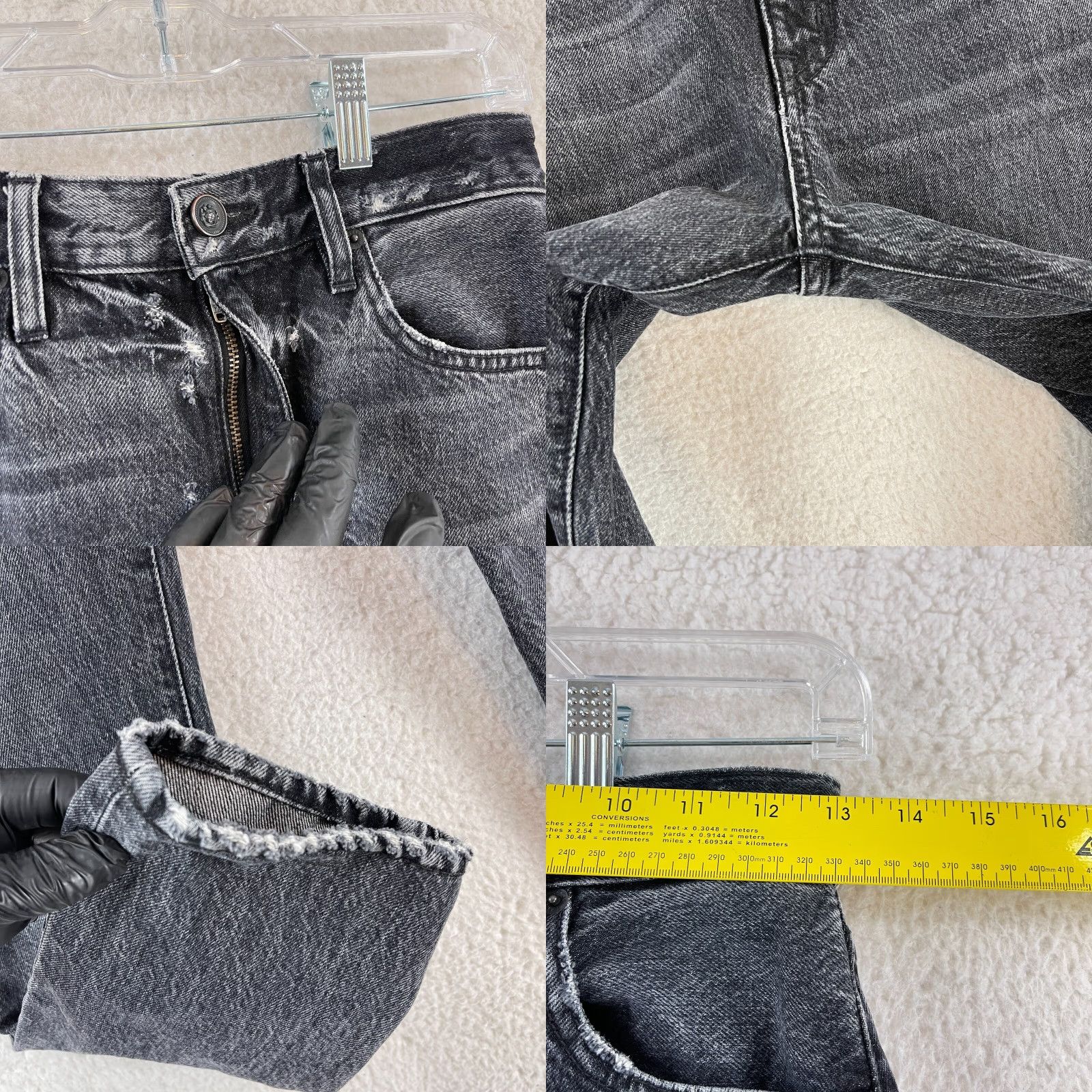 SLVRLAKE SLVRLAKE Beatnik Jeans Womens Regular 26 Black Coal Distressed Skinny Denim Cotton 5-Pocket Inseam 25.5" Rise 12" Button Zip Jeans Womens Size 26" / US 2 / IT 38 - 8 Thumbnail