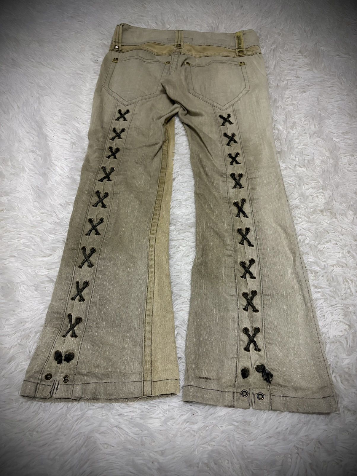 20471120 Vintage Cook Jeans Lace up Flare Pants Size US 29 - 1 Thumbnail
