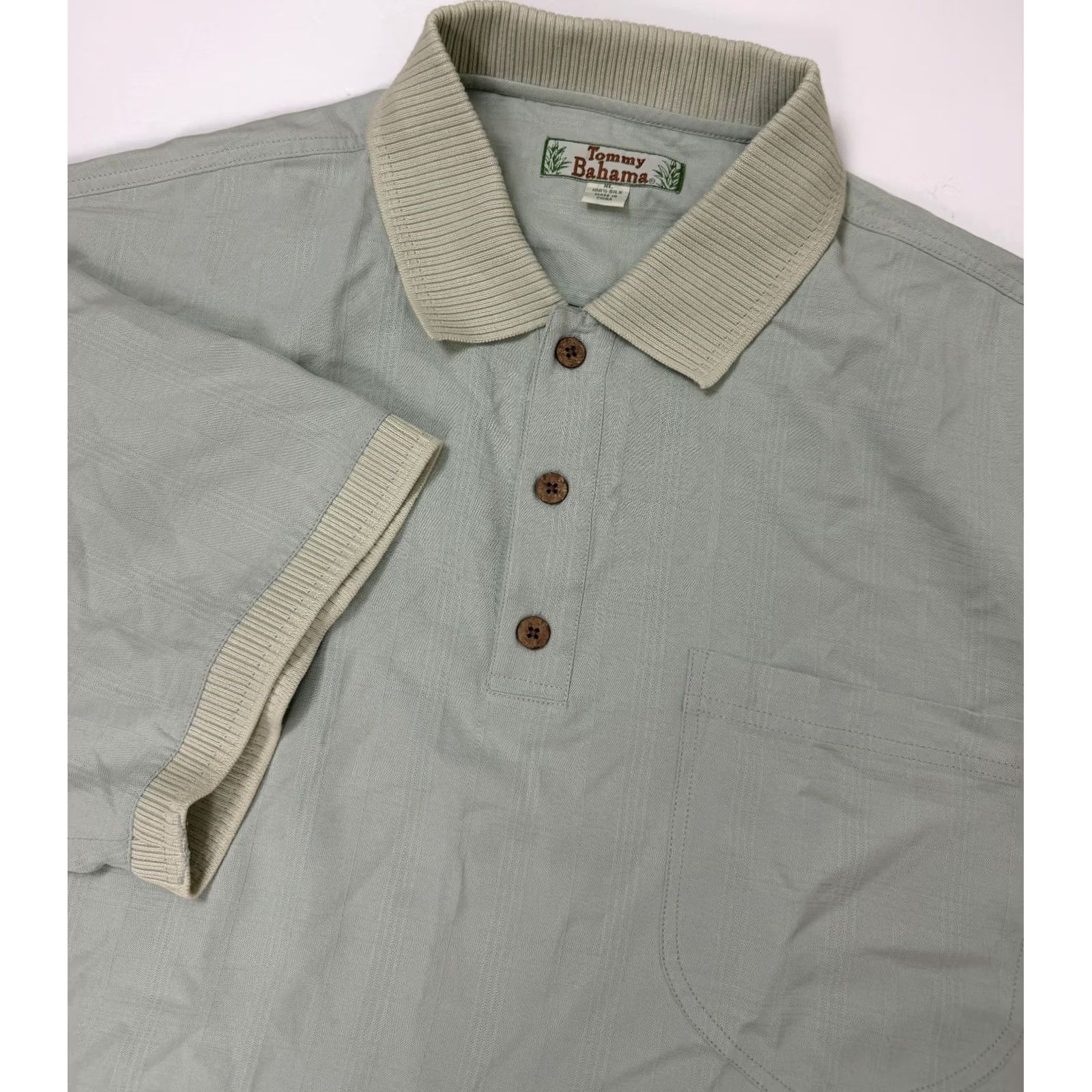 Tommy Bahama VINTAGE Tommy Bahama Polo Shirt XL Oversized Silk Jacquard Plaid Gray 90s Beach Hawaiian Preppy Mens Polo Shirt Size US XL / EU 56 / 4 - 2 Thumbnail