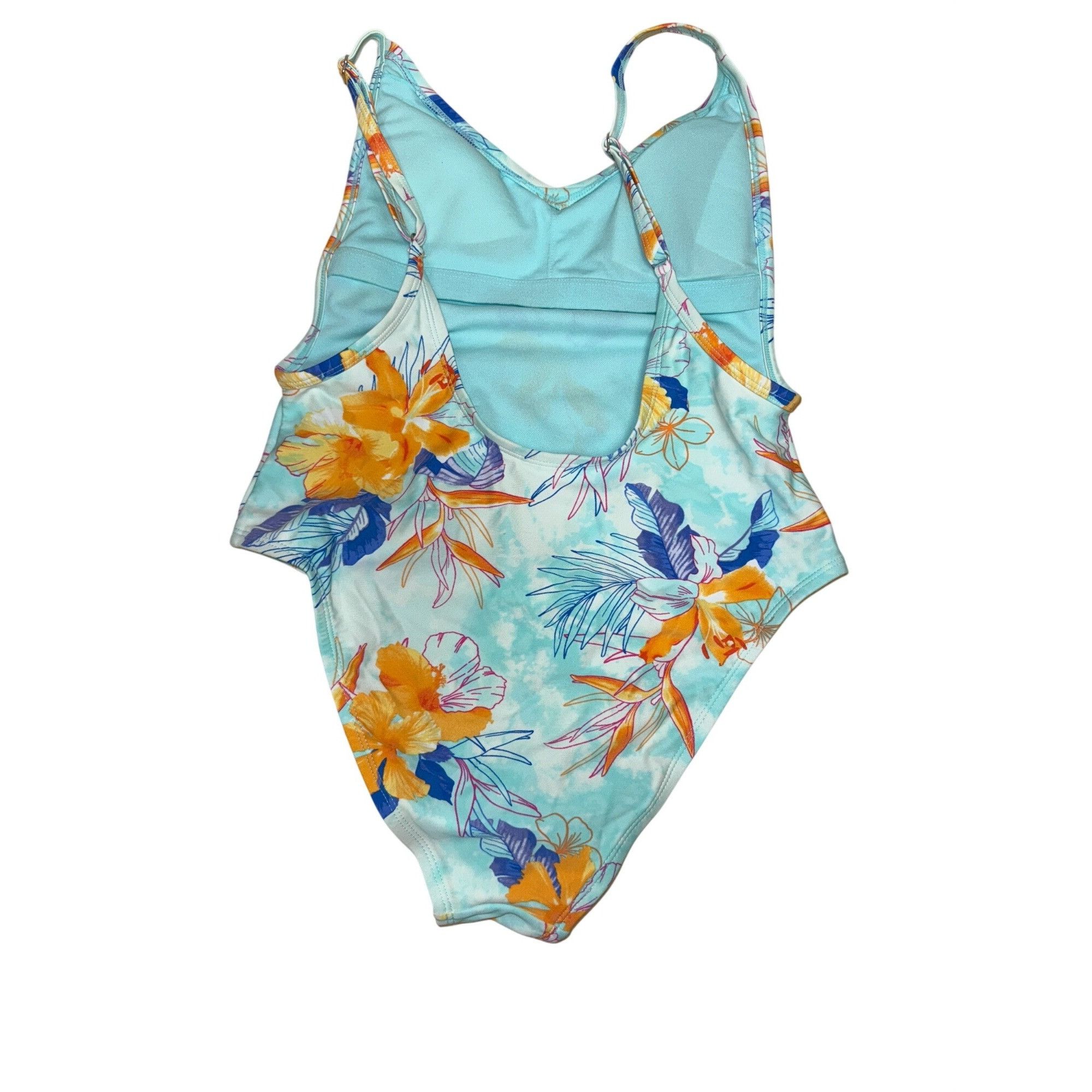 Other Xhilaration One Piece Swimsuit Size Medium - Aqua Floral Sco Size ONE SIZE - 7 Thumbnail