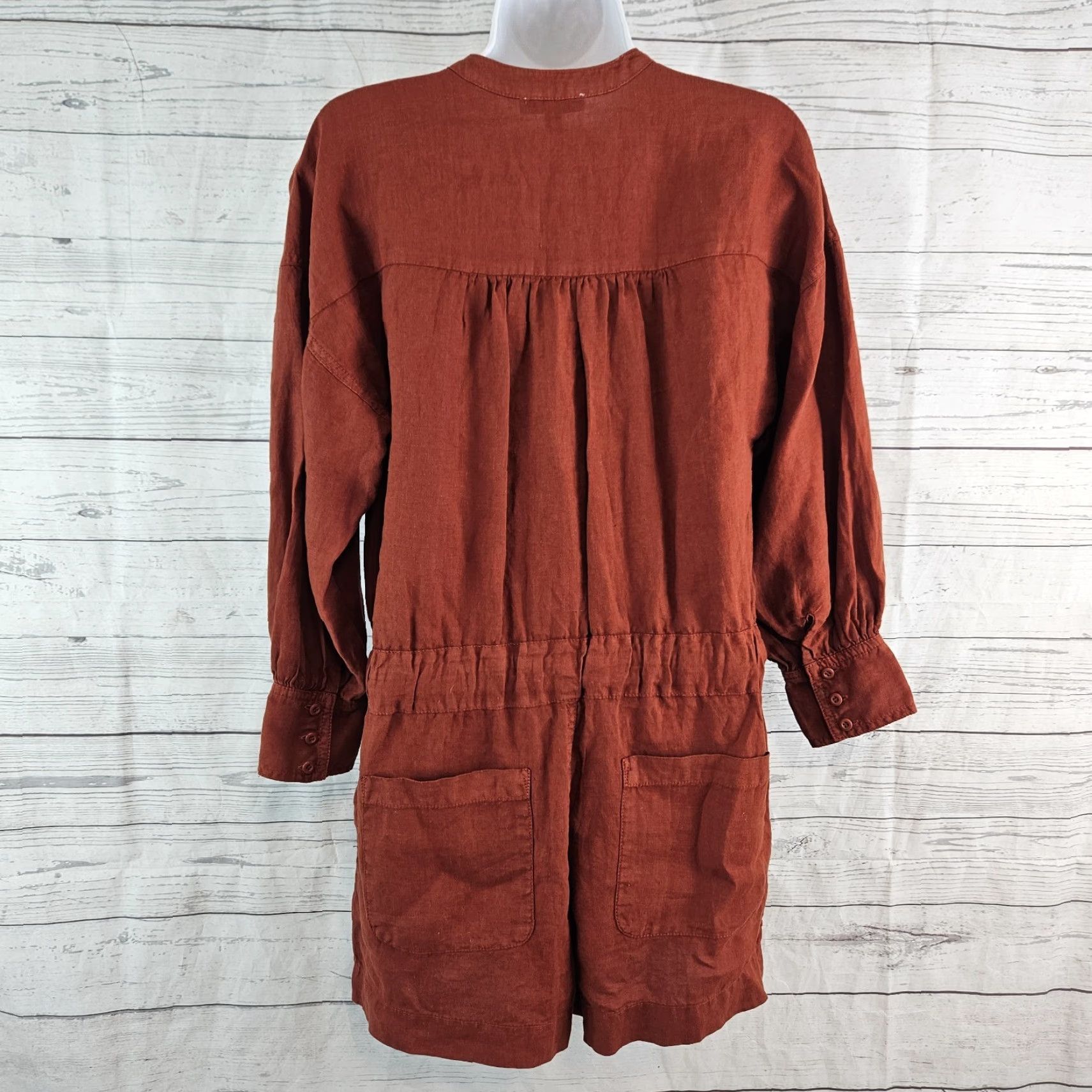 Joie Joie Womens Bosworth Romper XS Rust 3/4 Sleeve Button Up Linen Romper Women XS Rust 3/4 Sleeve Bosworth JOIE Women Romper Size 26" / US 2 / IT 38 - 3 Thumbnail