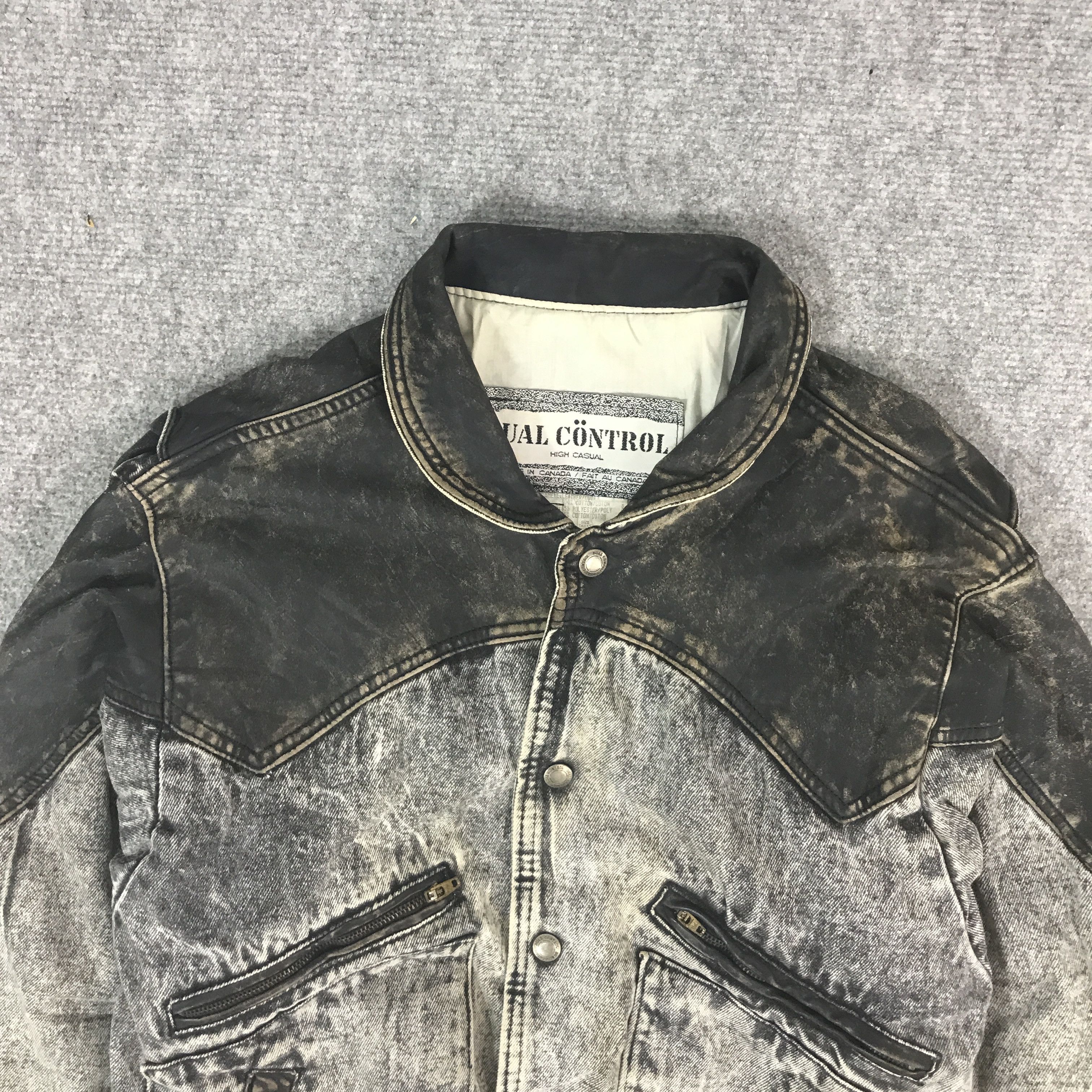 Vintage DUAL CONTROL SNAP BUTTON LEATHER DENIM JACKET Size US M / EU 48-50 / 2 - 2 Thumbnail