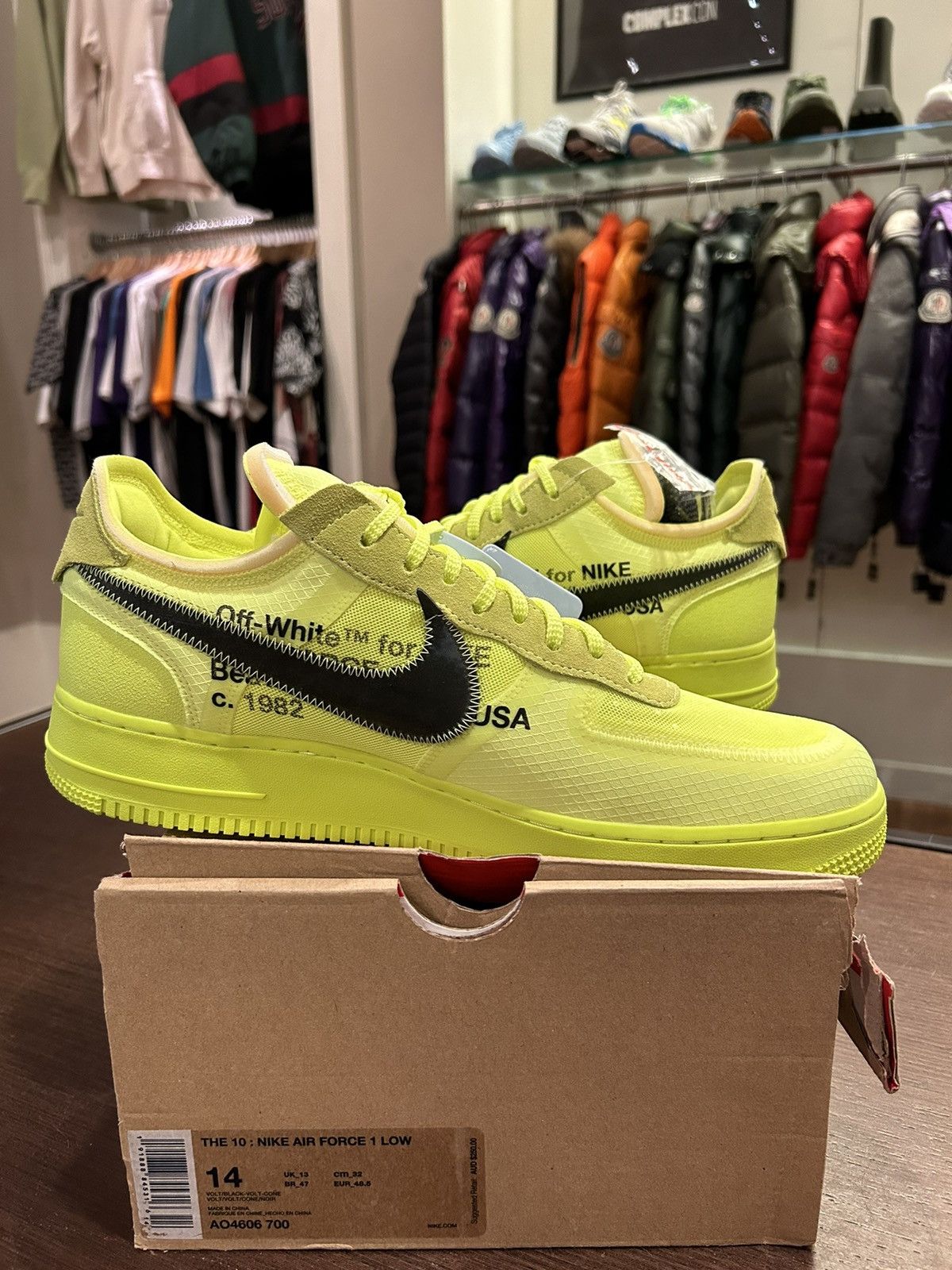 Nike Nike Air Force 1 Low Off-White Volt Size US 14 / EU 47 - 3 Thumbnail