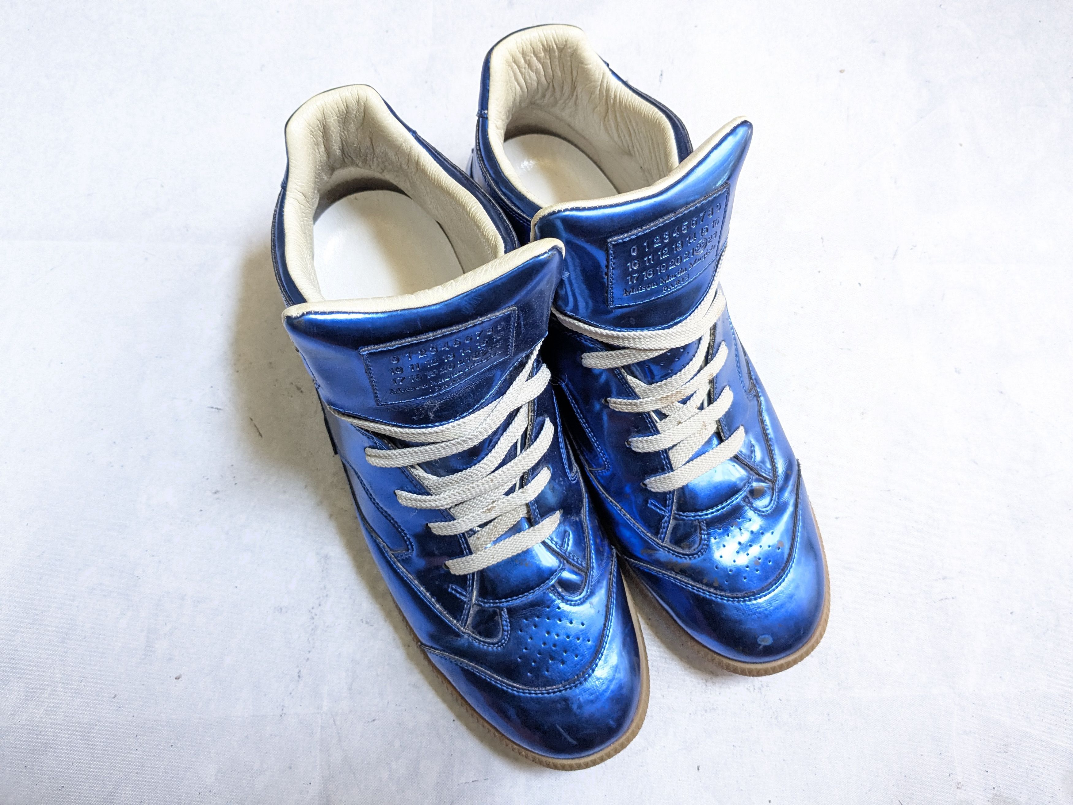 Maison Margiela Maison Margiela High Top Sneakers Blue 12 45 Leather Size US 12 / EU 45 - 2 Thumbnail