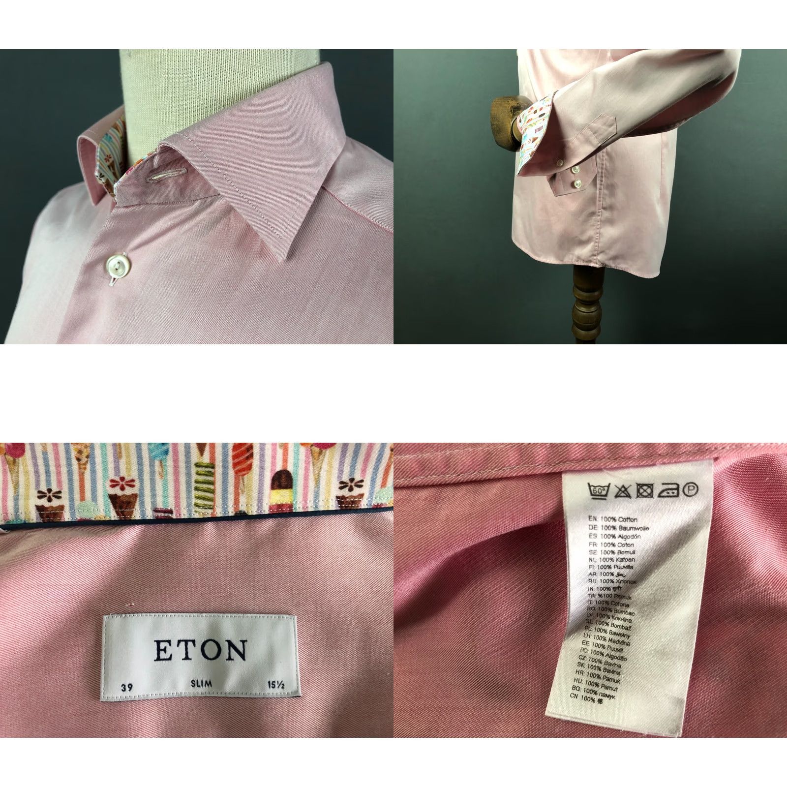 Eton ETON Men's Shirt 39 Pink Cotton Long Sleeve Button-Up Slim Fit Regular Size 39 Casual Collared Shirt Size US L / EU 52-54 / 3 - 8 Thumbnail