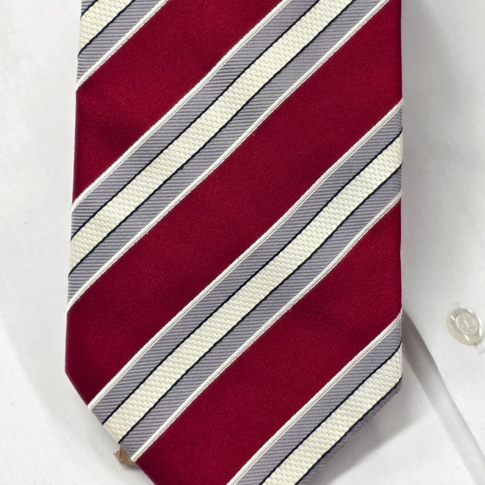 Vintage Donald J Trump Tie Red White Stripe Signature Collection Hand Made 100% Silk Shirt Mens Tie Size ONE SIZE - 3 Thumbnail