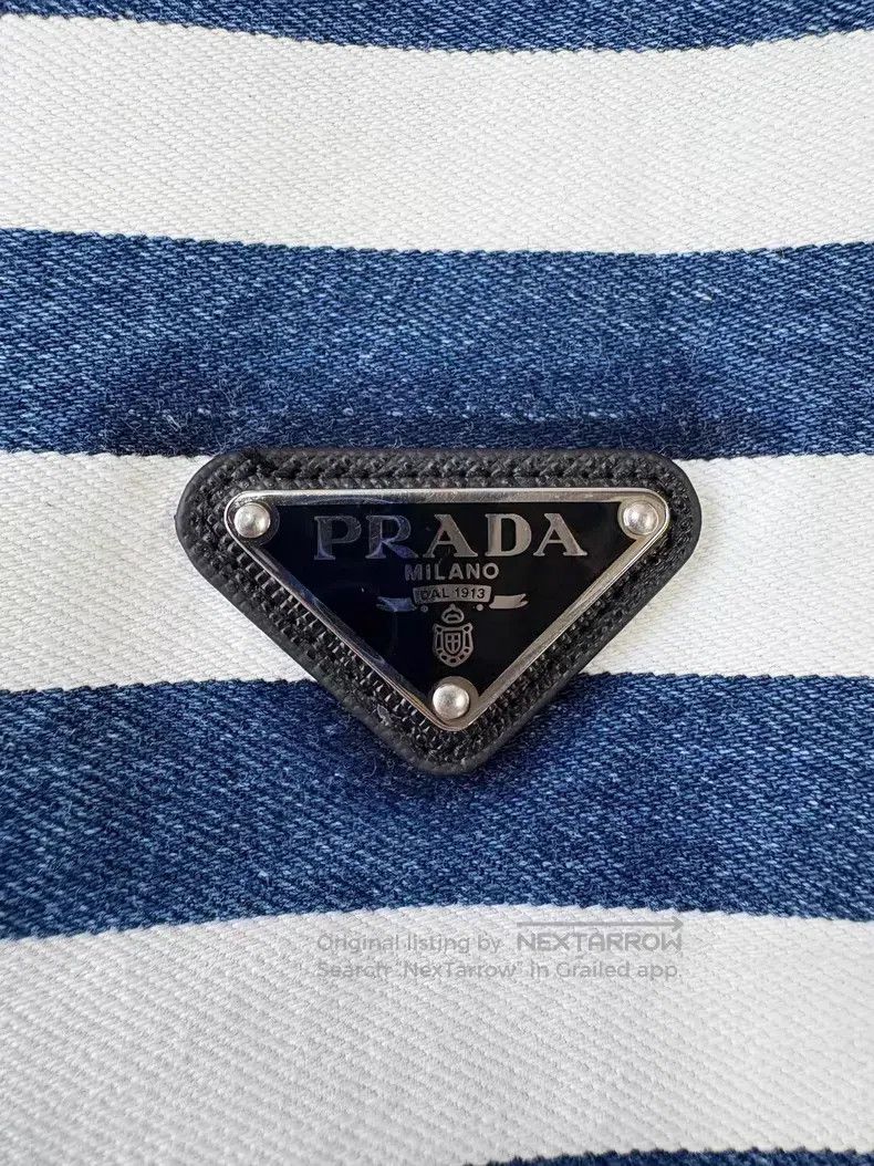 Prada Prada Blue and white striped triangle logo suspender dress Size XS / US 0-2 / IT 36-38 - 4 Thumbnail