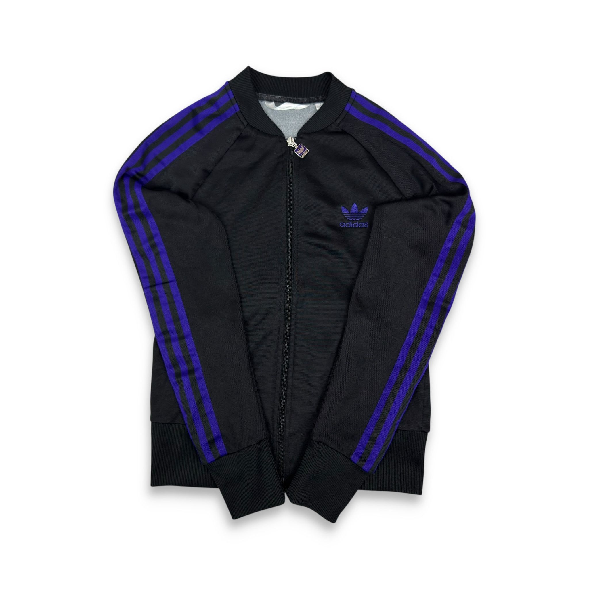 Adidas Adidas Women Black Purple 3-Stripes Full Zip Track Jacket 38 Size XS / US 0-2 / IT 36-38 - 1 Thumbnail