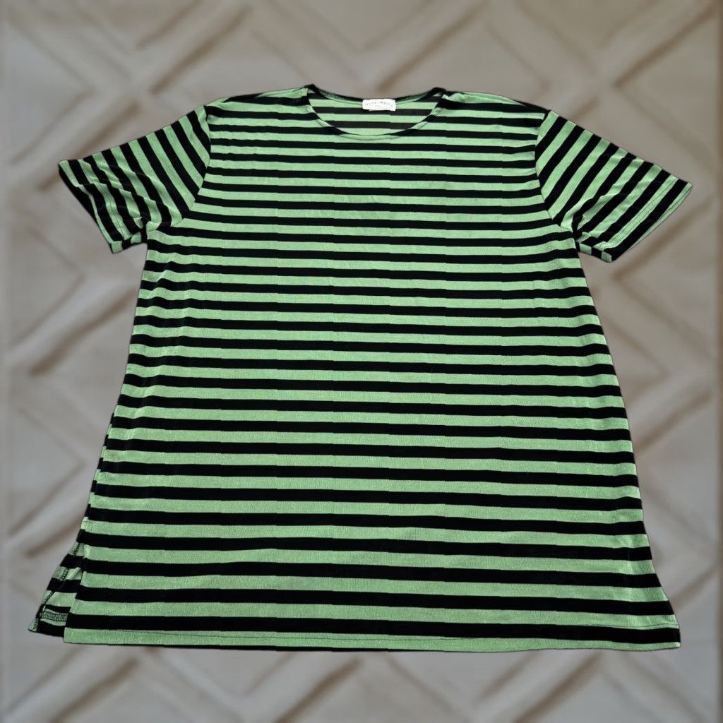 Vintage VINTAGE Frazier Lawrence T-Shirt Womens 2XL Green Black Striped Crew Tee 90s Casual Shirt Womens Size XXL / US 16-18 / IT 52-54 - 1 Thumbnail