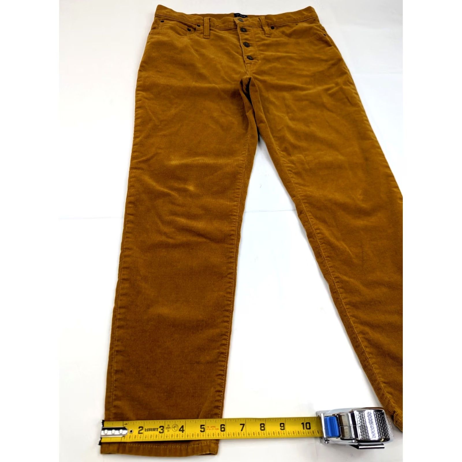 J.Crew J.CREW 9" High-Rise Skinny Pants Womens 33 Honey Mustard Corduroy Button Front Closure Shoes? Size 24" / US 00 / IT 34 - 3 Thumbnail