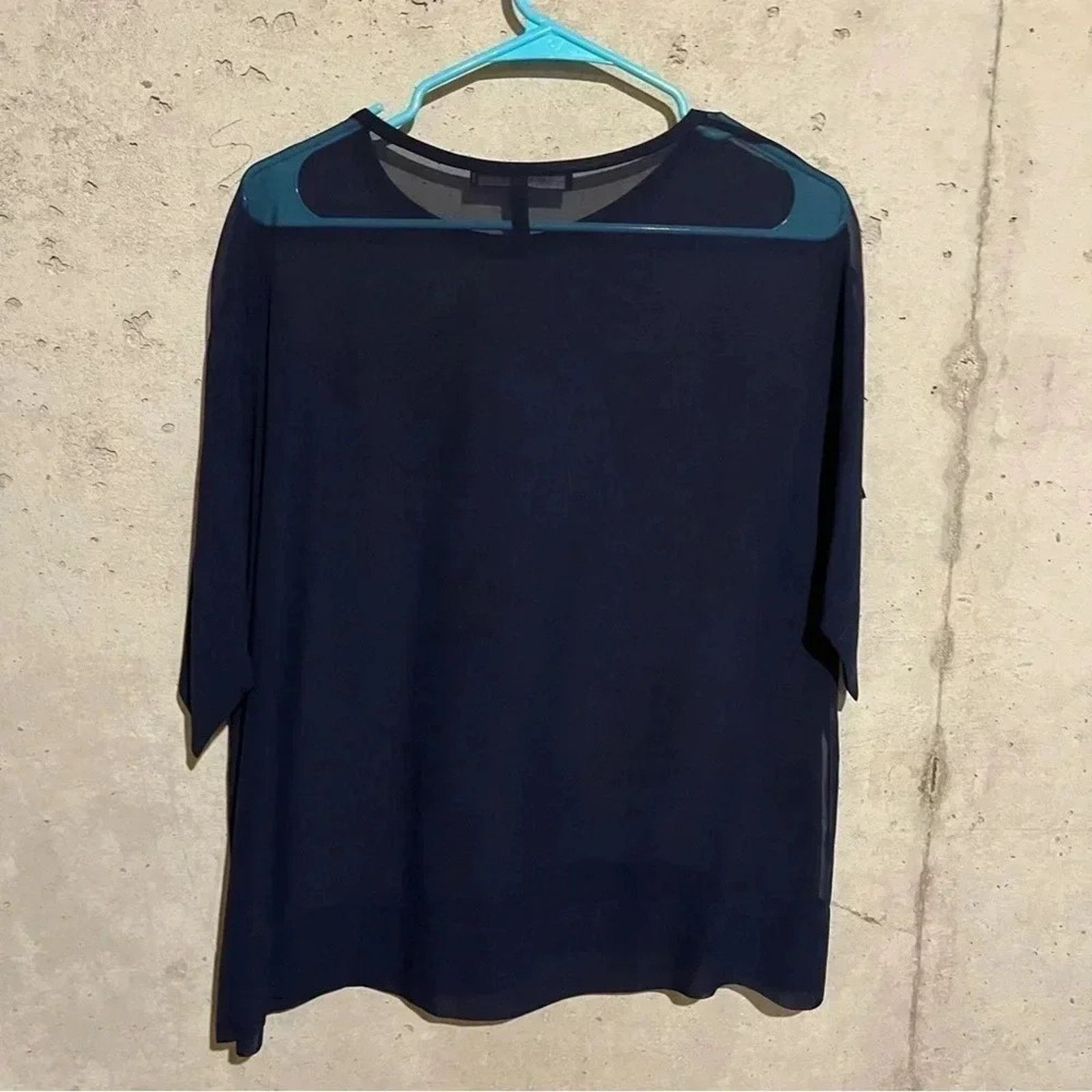 Bcbgmaxazria BCBG Navy Blue Sheer Shirt Blouse Women’s Size Small S Size S / US 4 / IT 40 - 4 Thumbnail