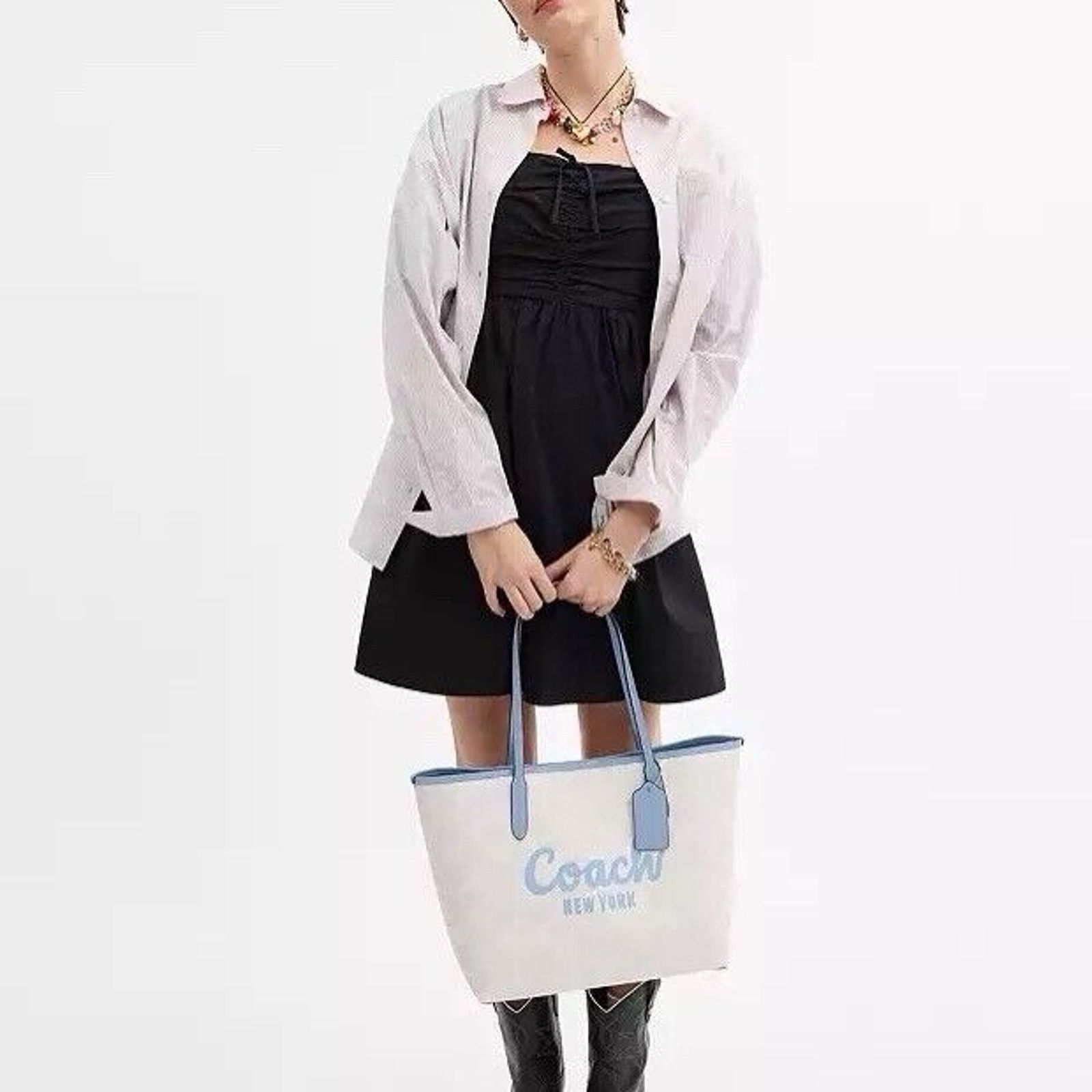 Coach NWT COACH City Tote Bag Coach Graphic CY705 Chalk/Bluebell Size ONE SIZE - 3 Thumbnail