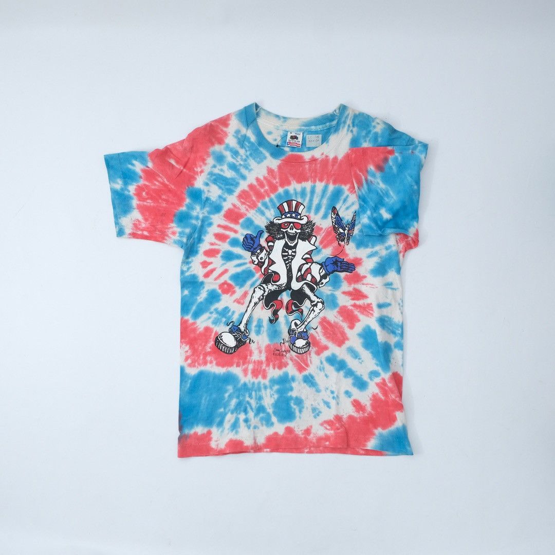 Vintage 1988 Grateful Dead Up And Down Skull Red Blue Tie Dye Size US M / EU 48-50 / 2 - 6 Thumbnail